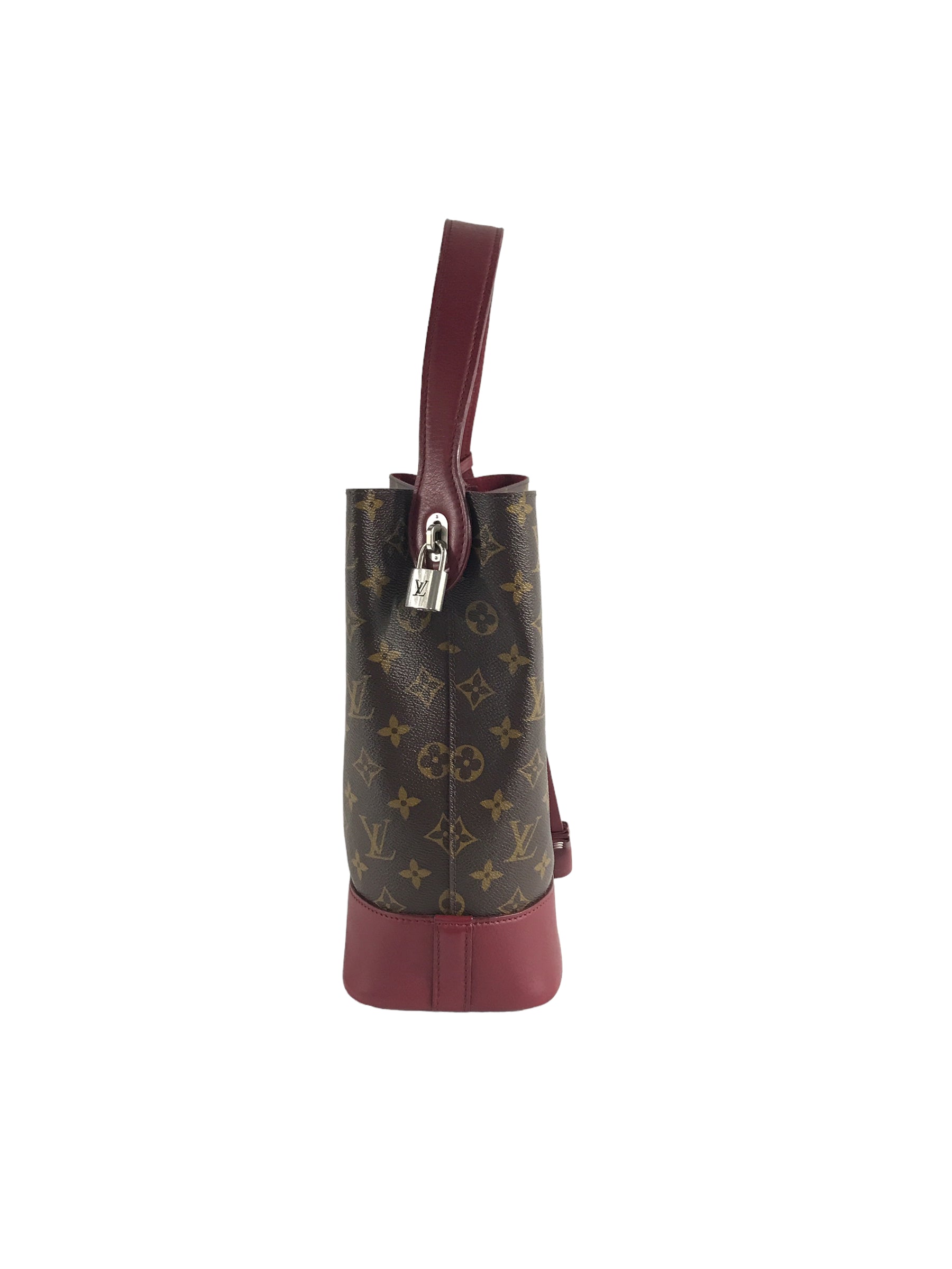 Monogram Coated Canvas/ Burgundy Leather Bucket Shoulder Bag w/ removable pouch w/RHW