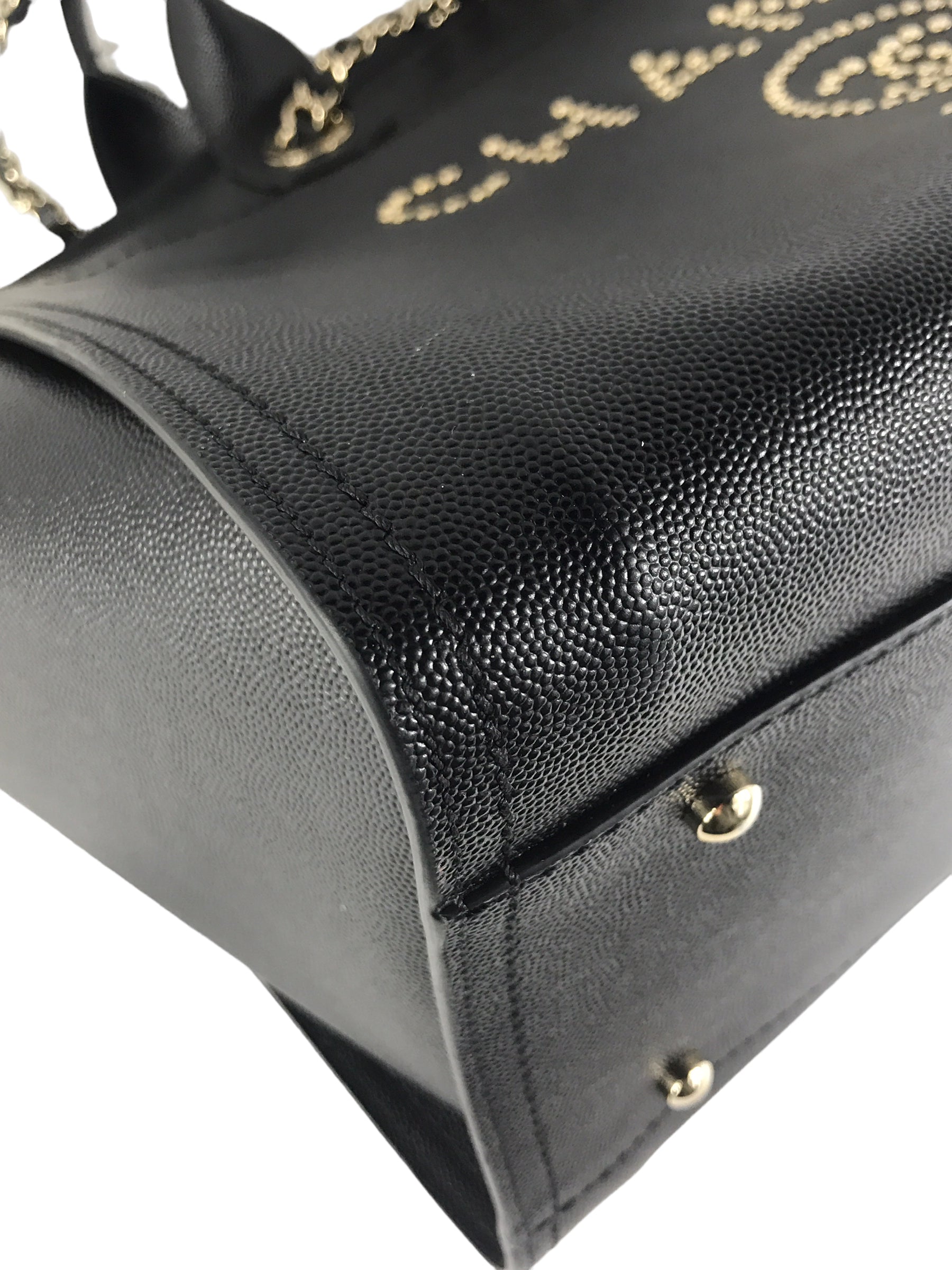 Black Caviar Leather Large Studded Deauville Bag w/GHW