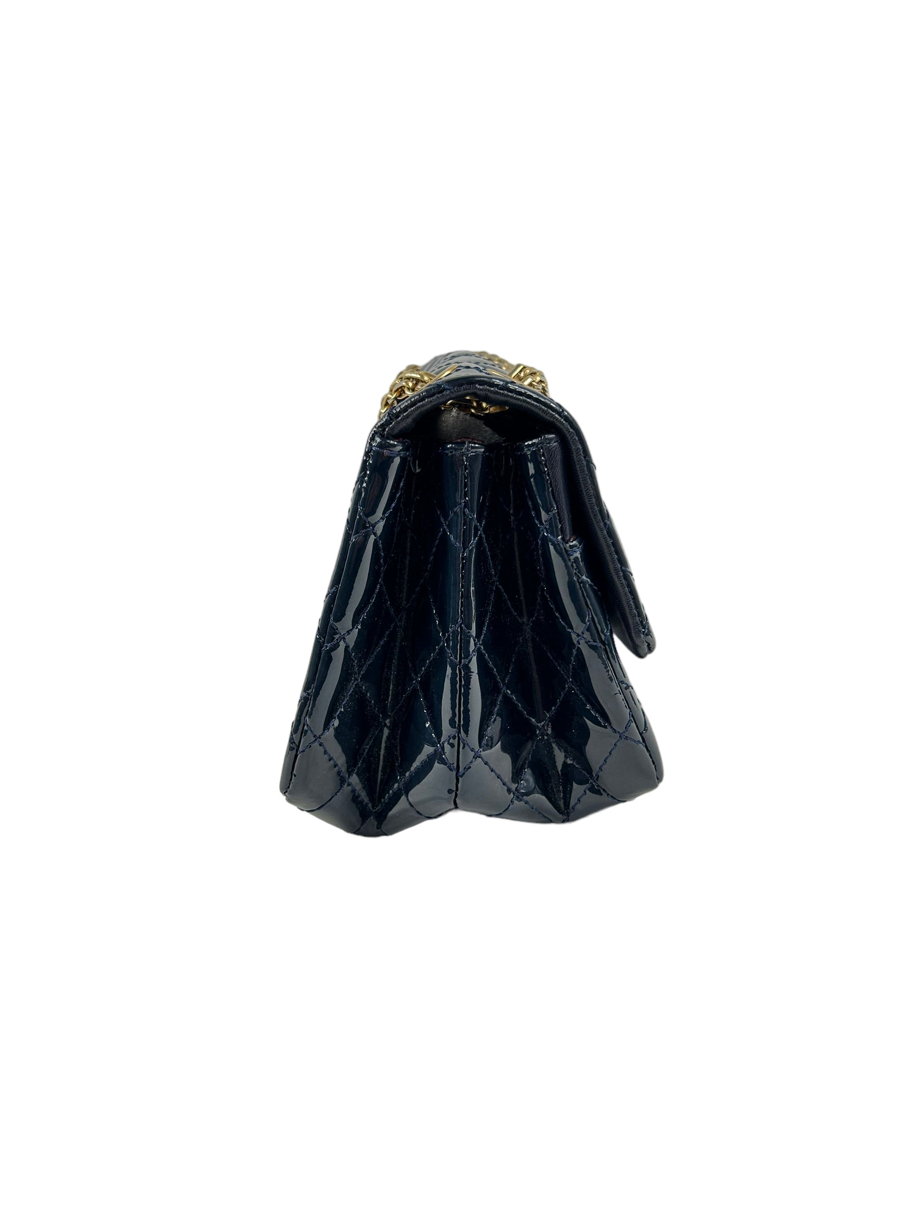 Chanel Dark Navy Blue Patent Quilted Reissue Flap W/AGHW
