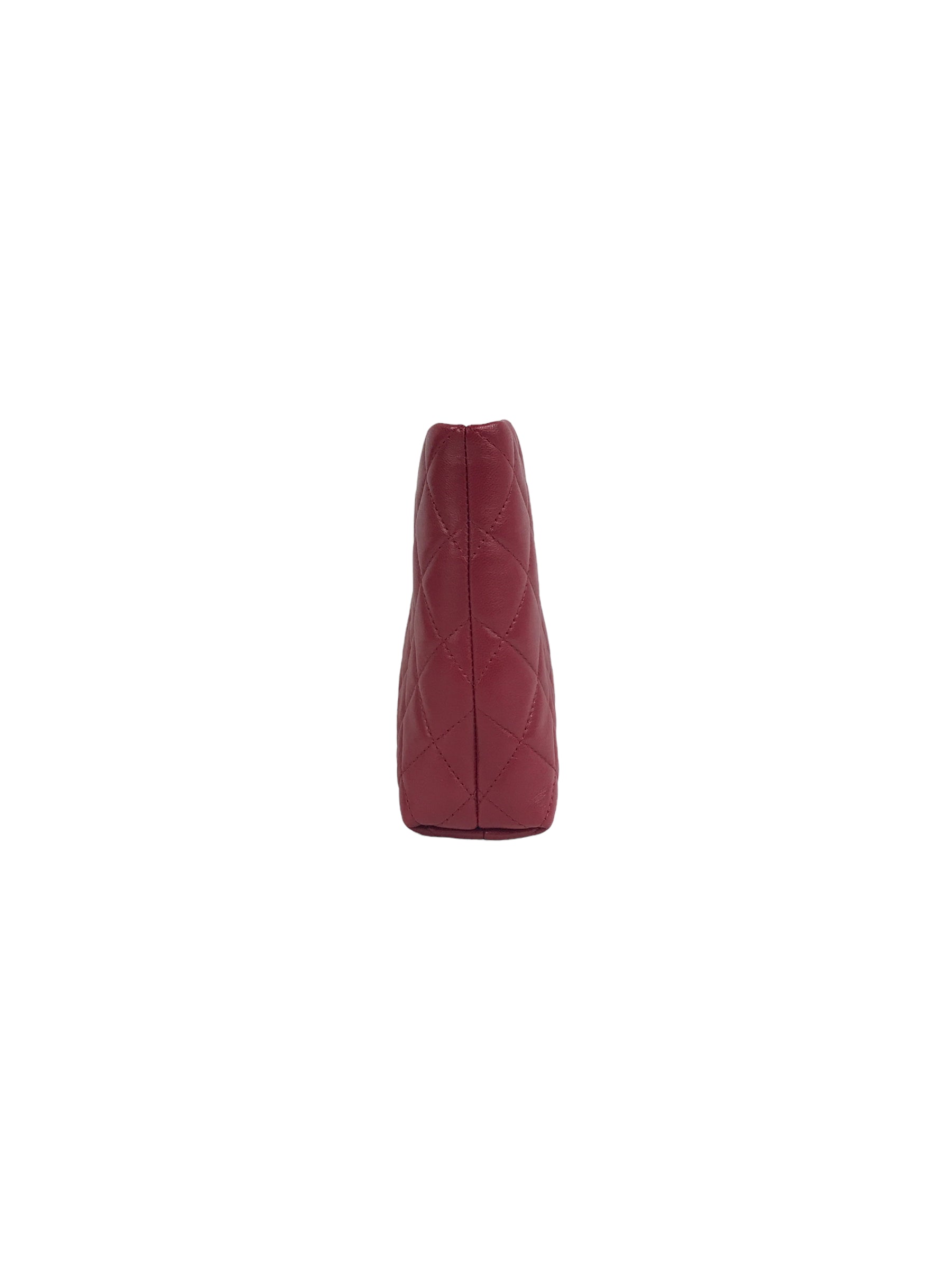 Red Quilted Lambskin CC Clutch W/SHW