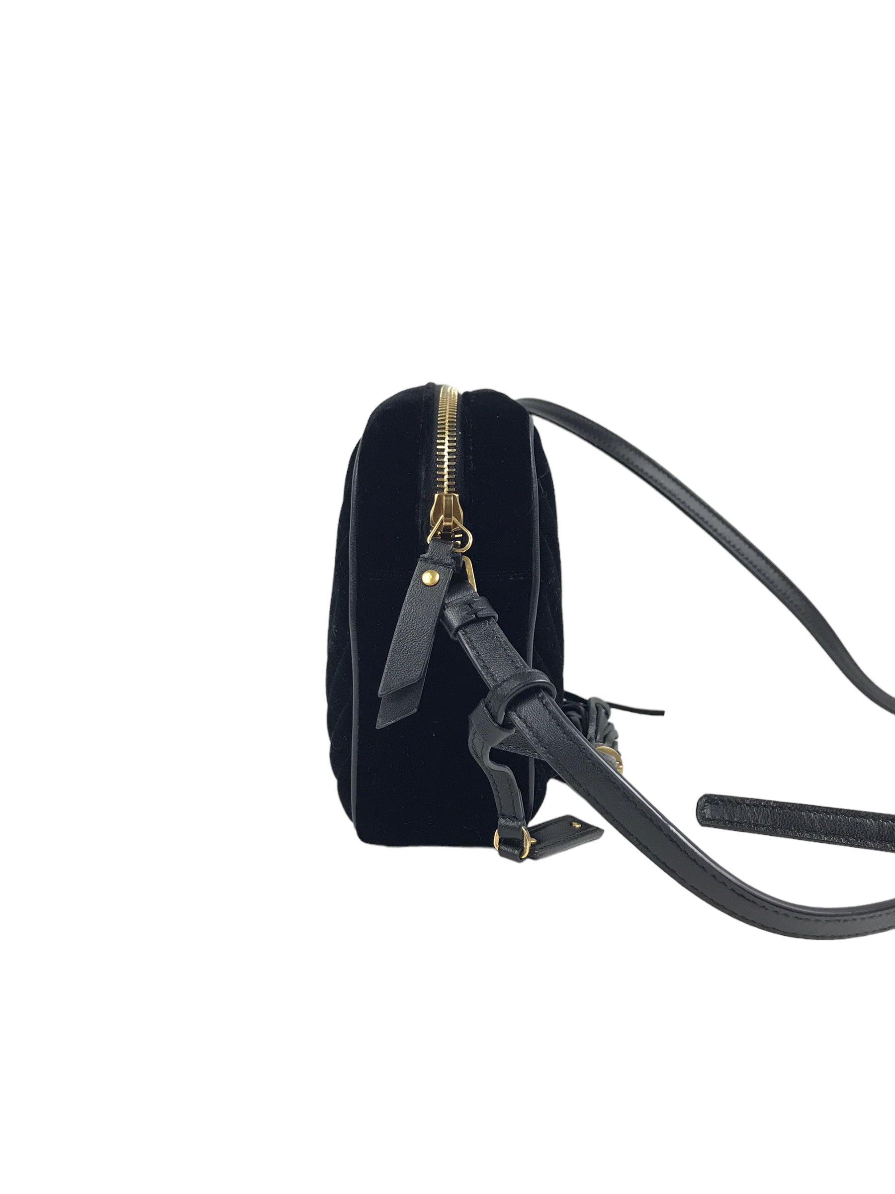 Black Medium Lou YSL Velvet Camera Bag w/AGHW