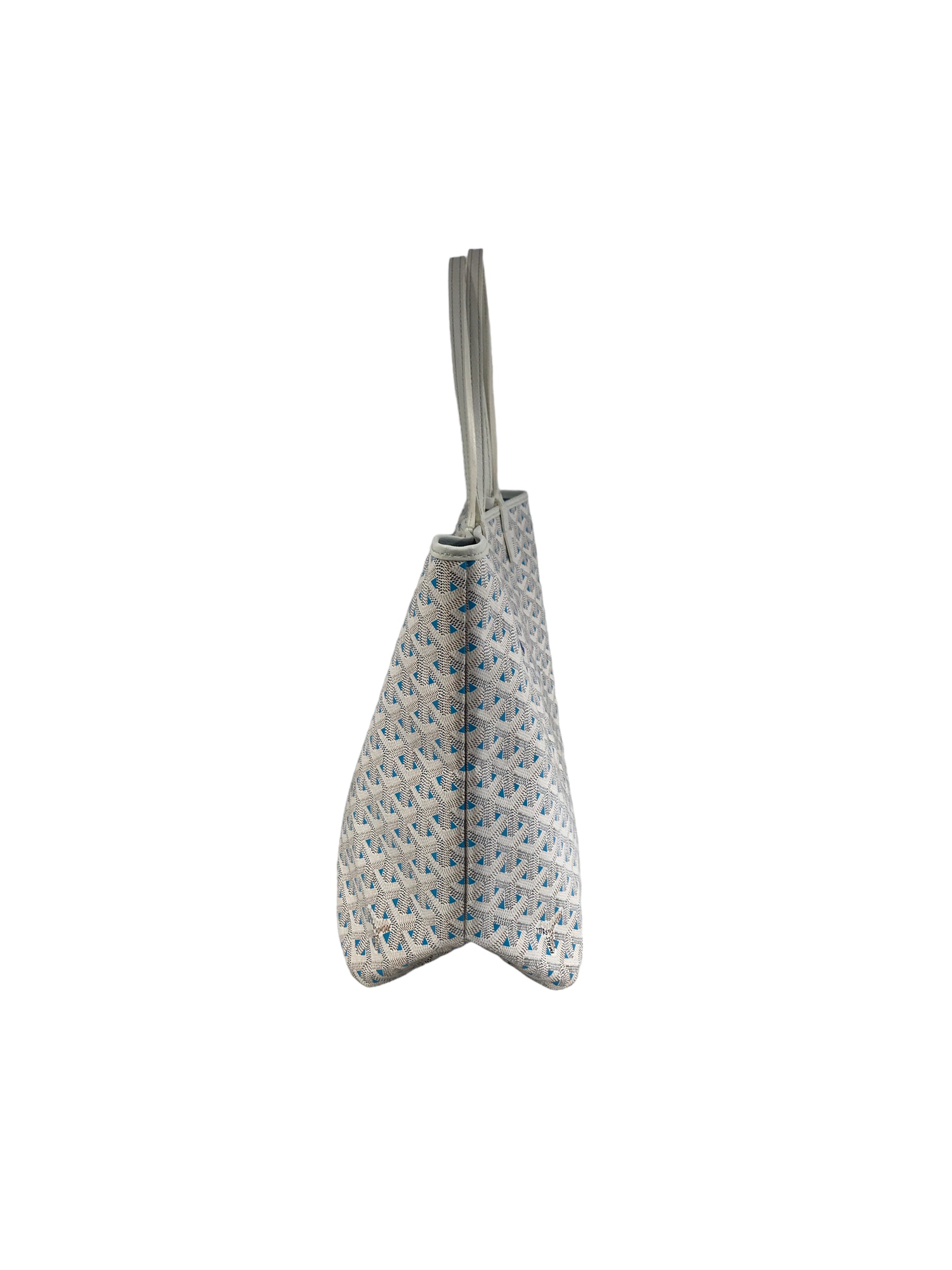 Limited Edition Blue and White Goyardine Canvas and Calfskin Saint Louis Claire-Voie PM Tote