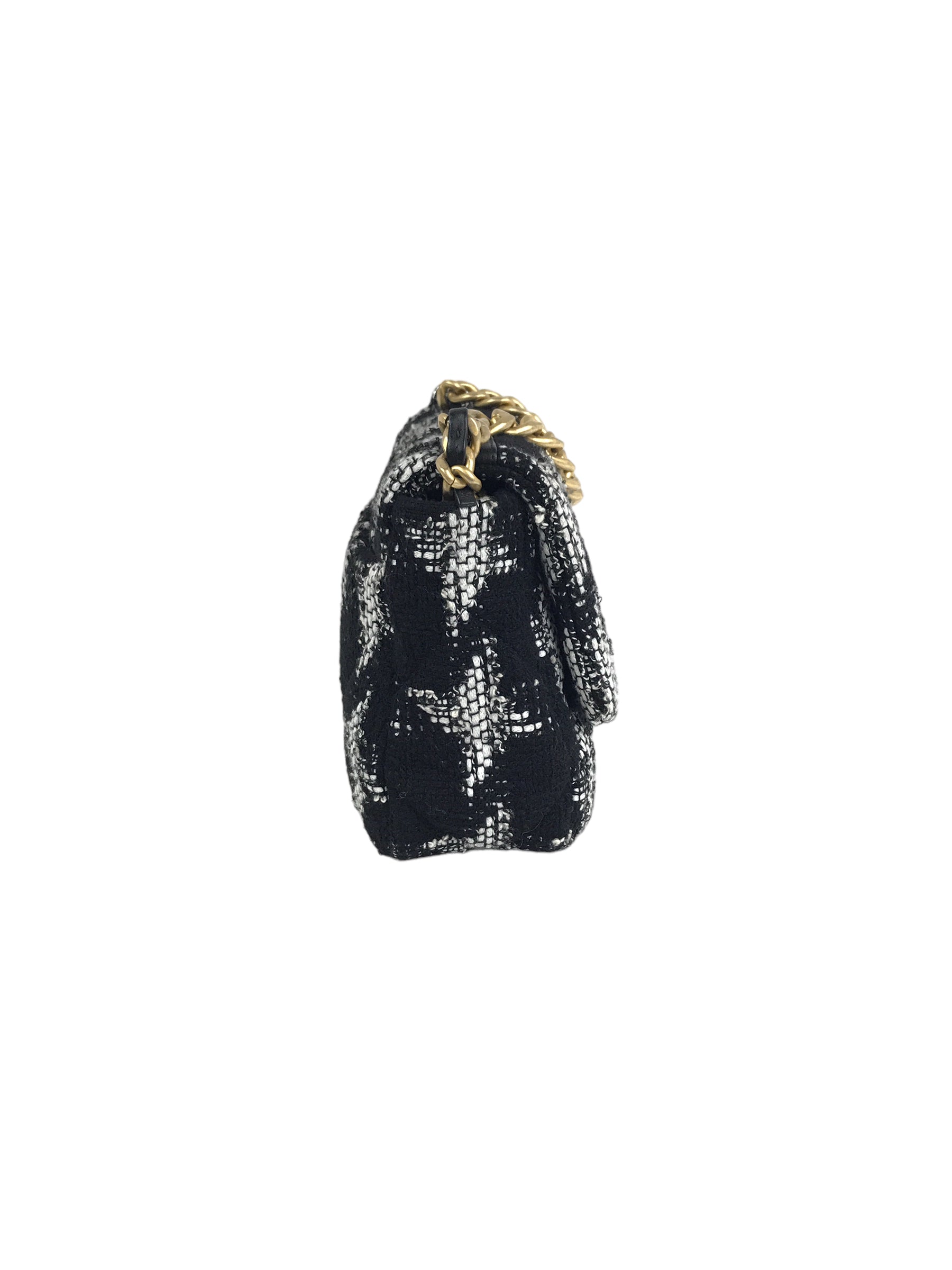 Black/ White Houndstooth Tweed Small 19 W/GHW