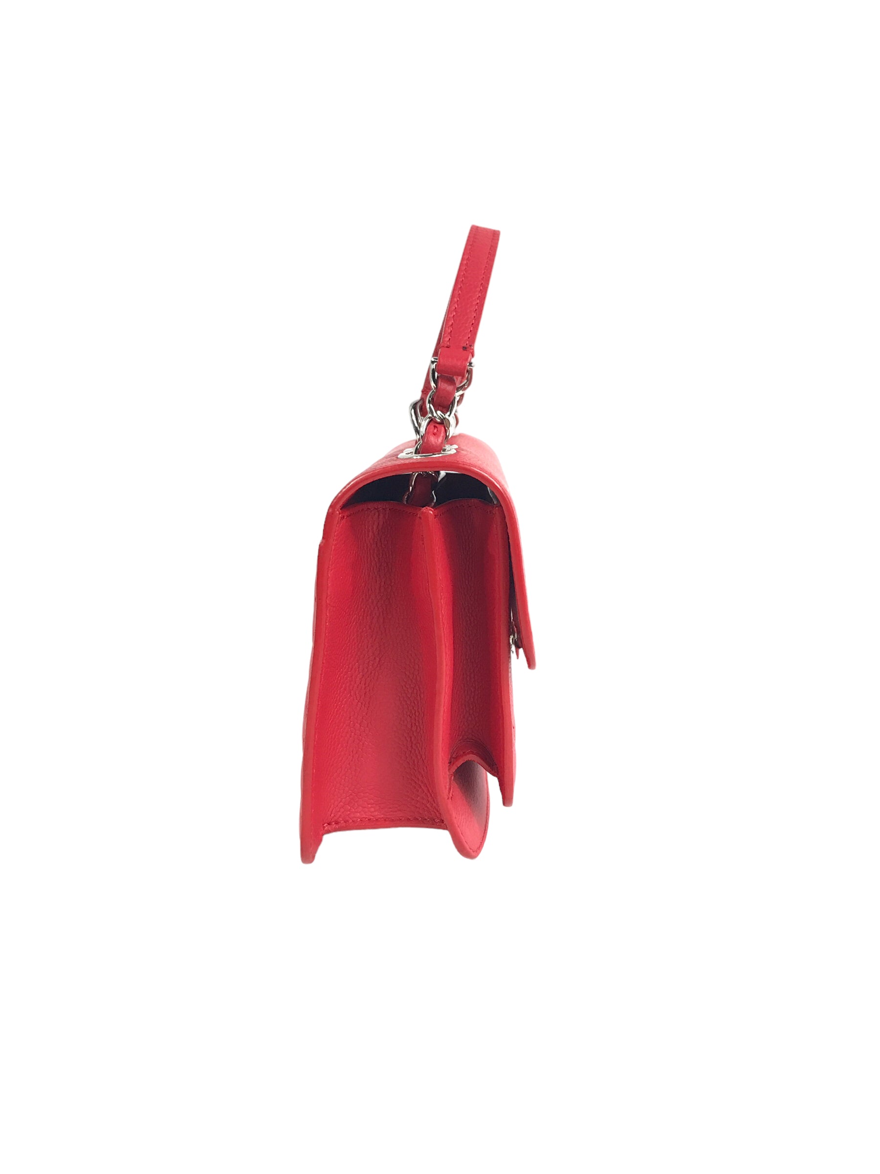 Red Small Caviar CC Box Flap W/SHW