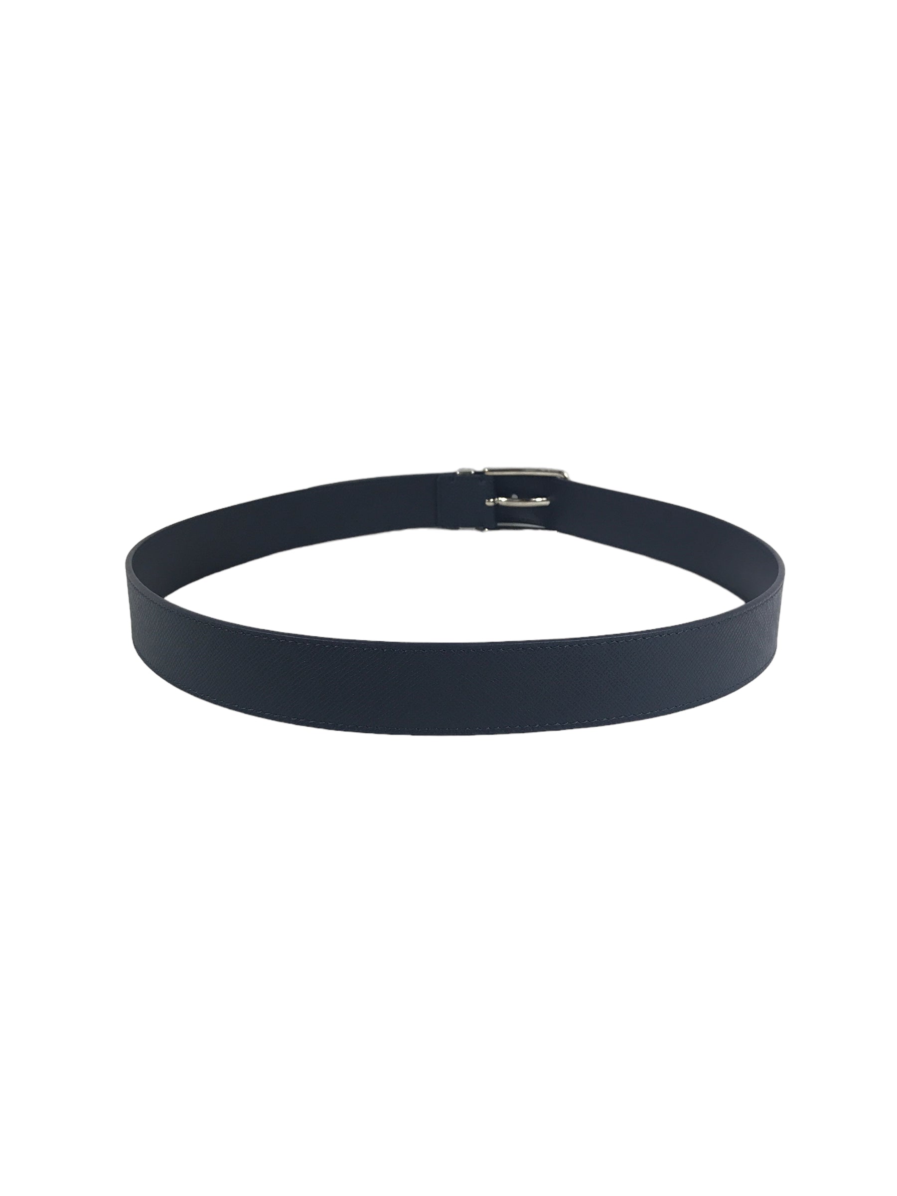 Navy Blue Grained Leather Belt w/SHW