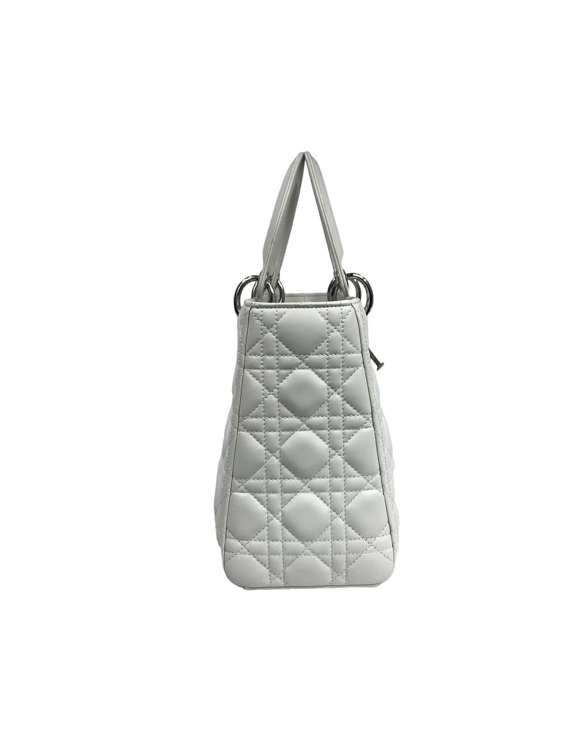 White Medium Lady Dior W/SHW