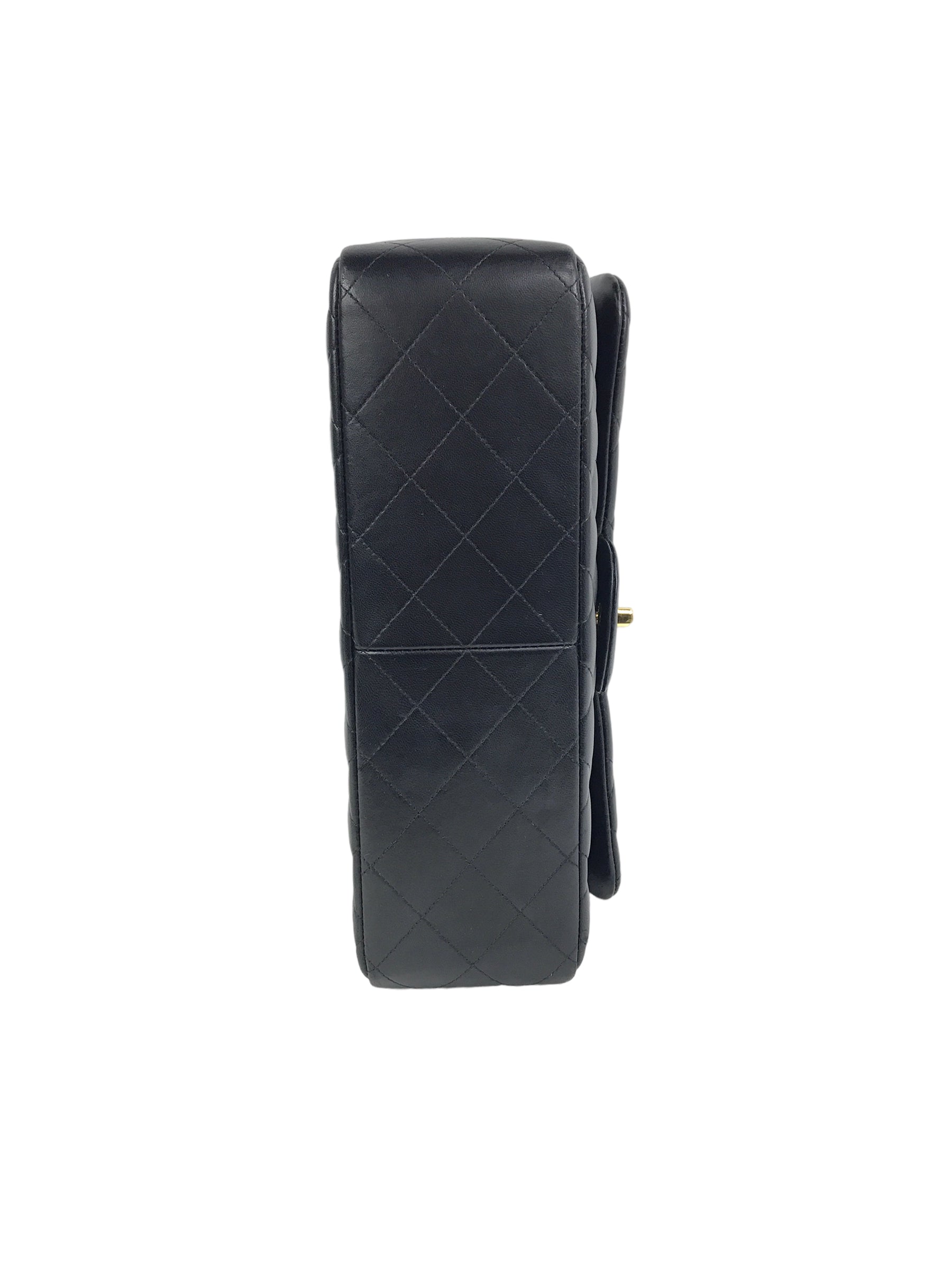 Black Quilted Lambskin Double Flap Jumbo Classics Flap w/GHW