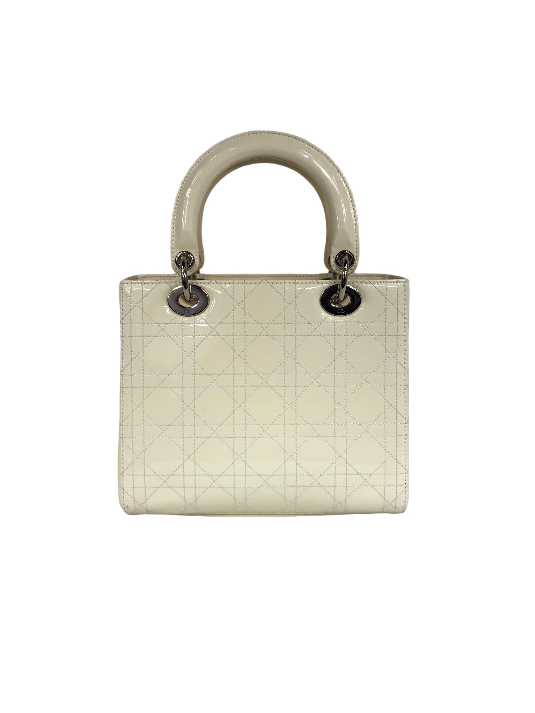 Medium Cream Patent Leather Lady Dior w/SHW