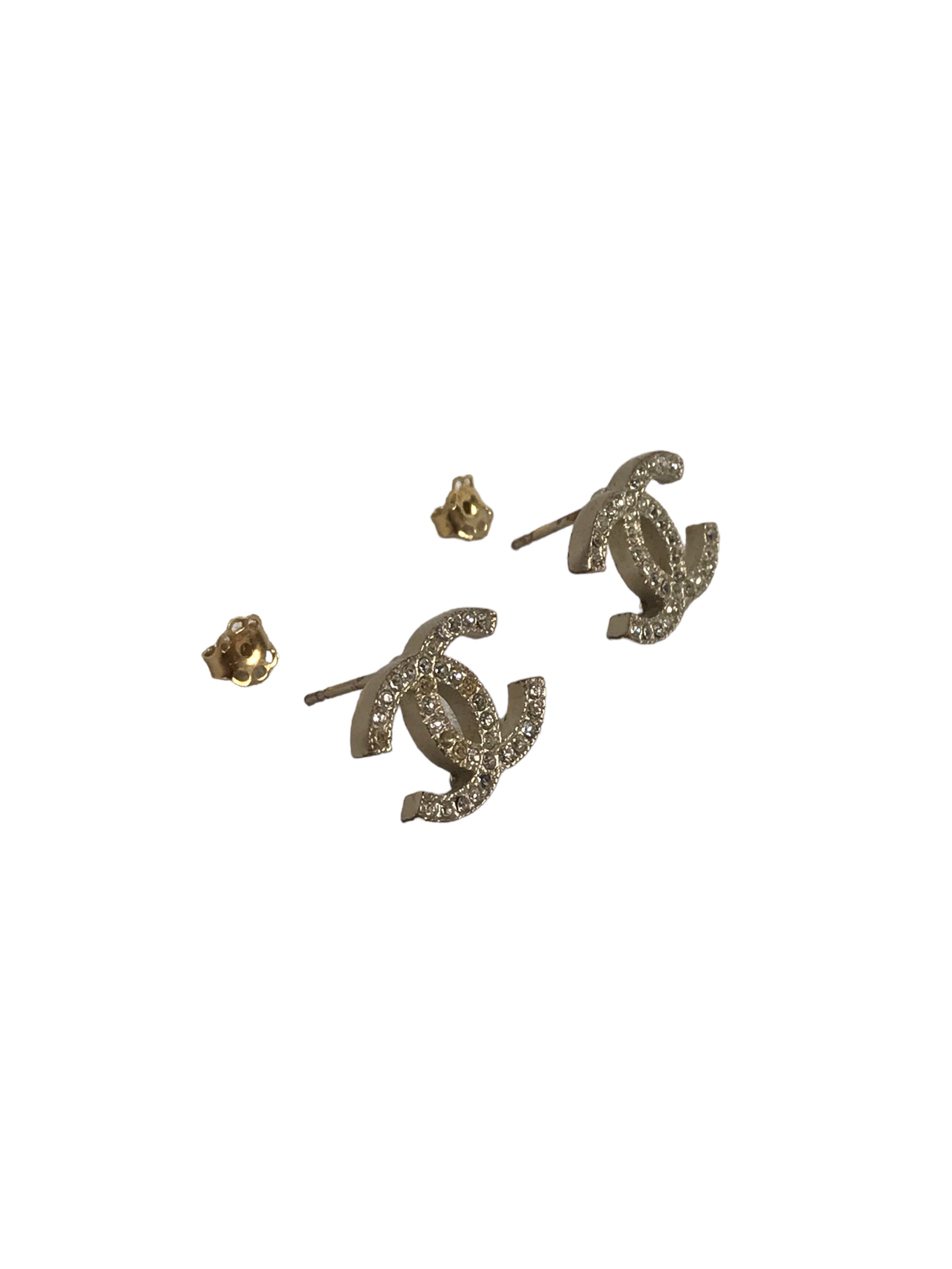 Gold CC Crystal Stud Earrings