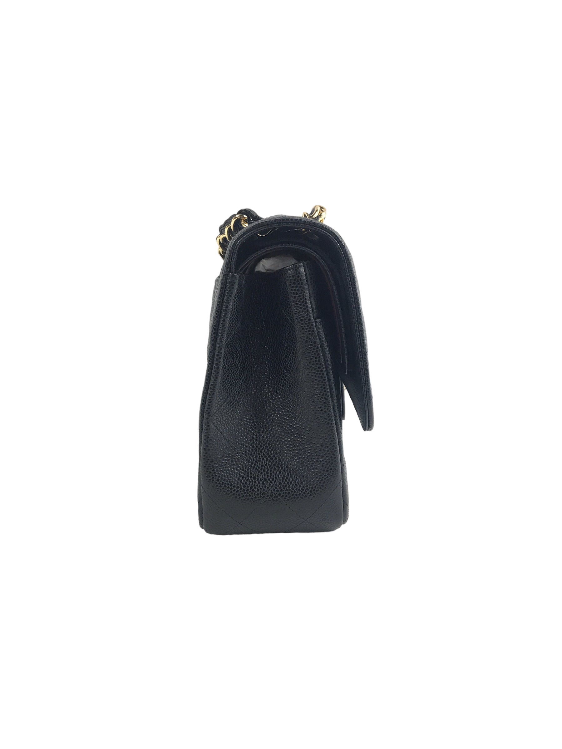 Black Caviar Double Flap Jumbo W/GHW