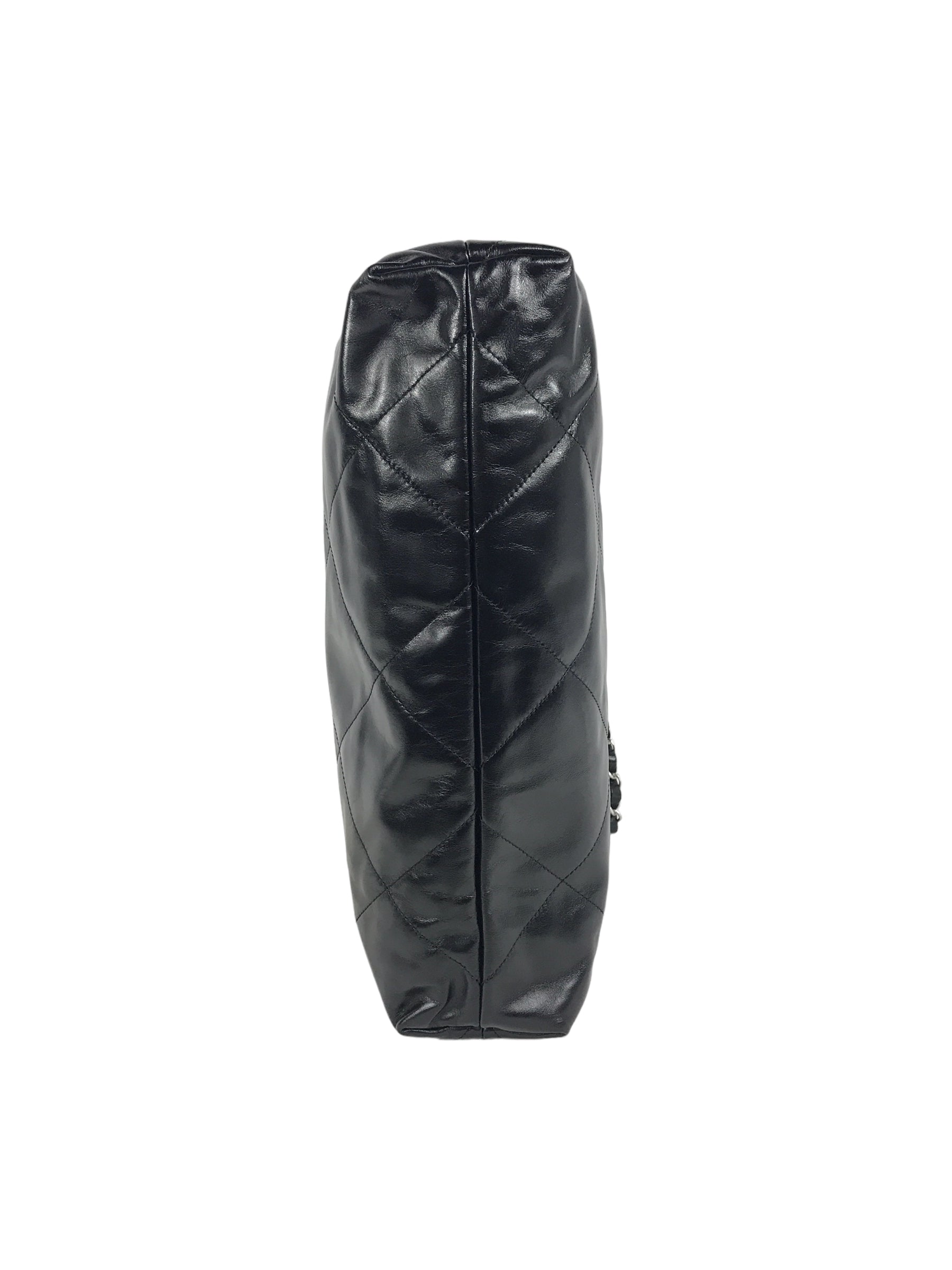 Shiny Black Quilted Calfskin Leather 23S Hobo Bag w/MSHW