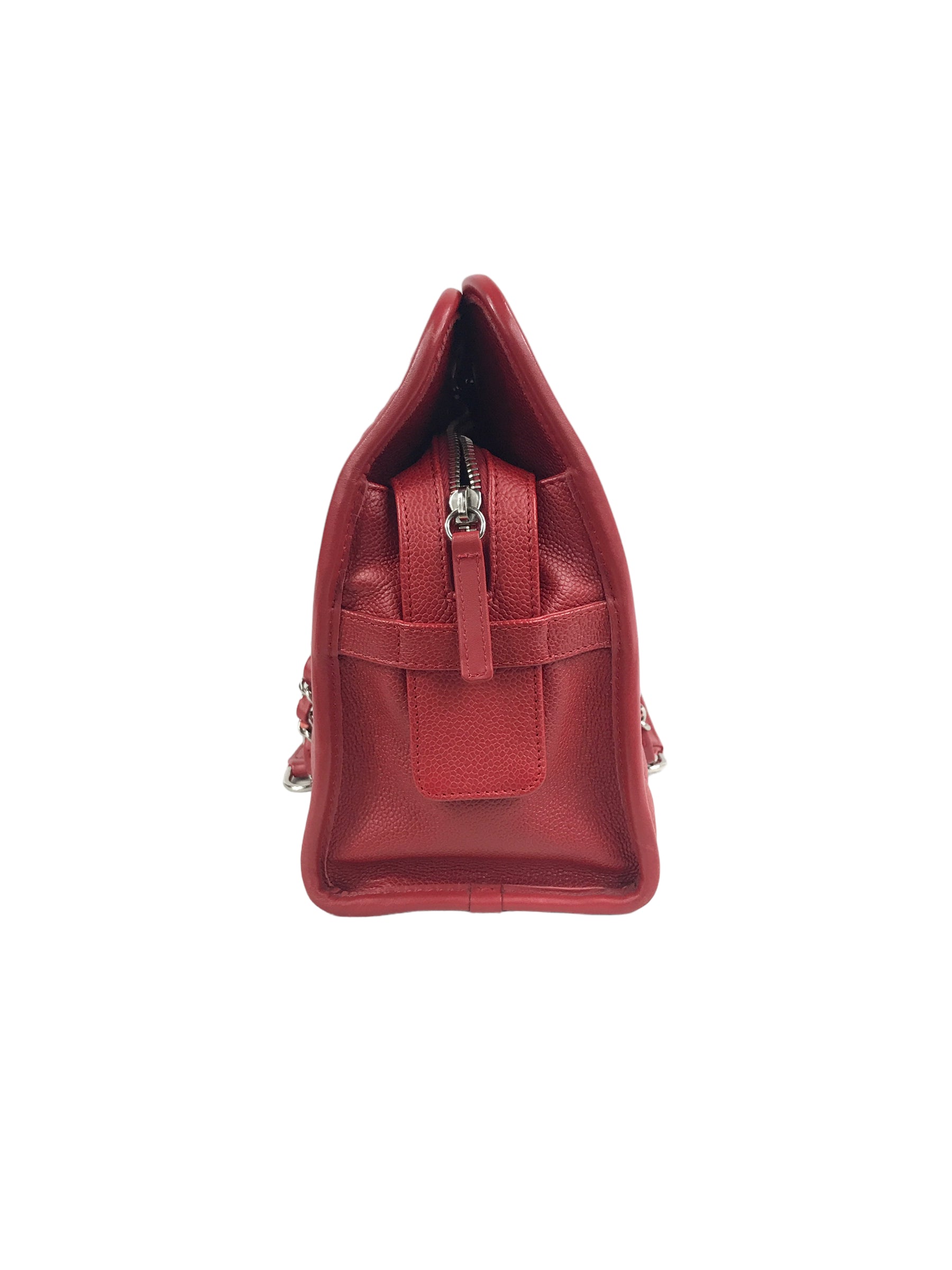 Red Caviar Quilted French Riviera Tote Bag w/SHW