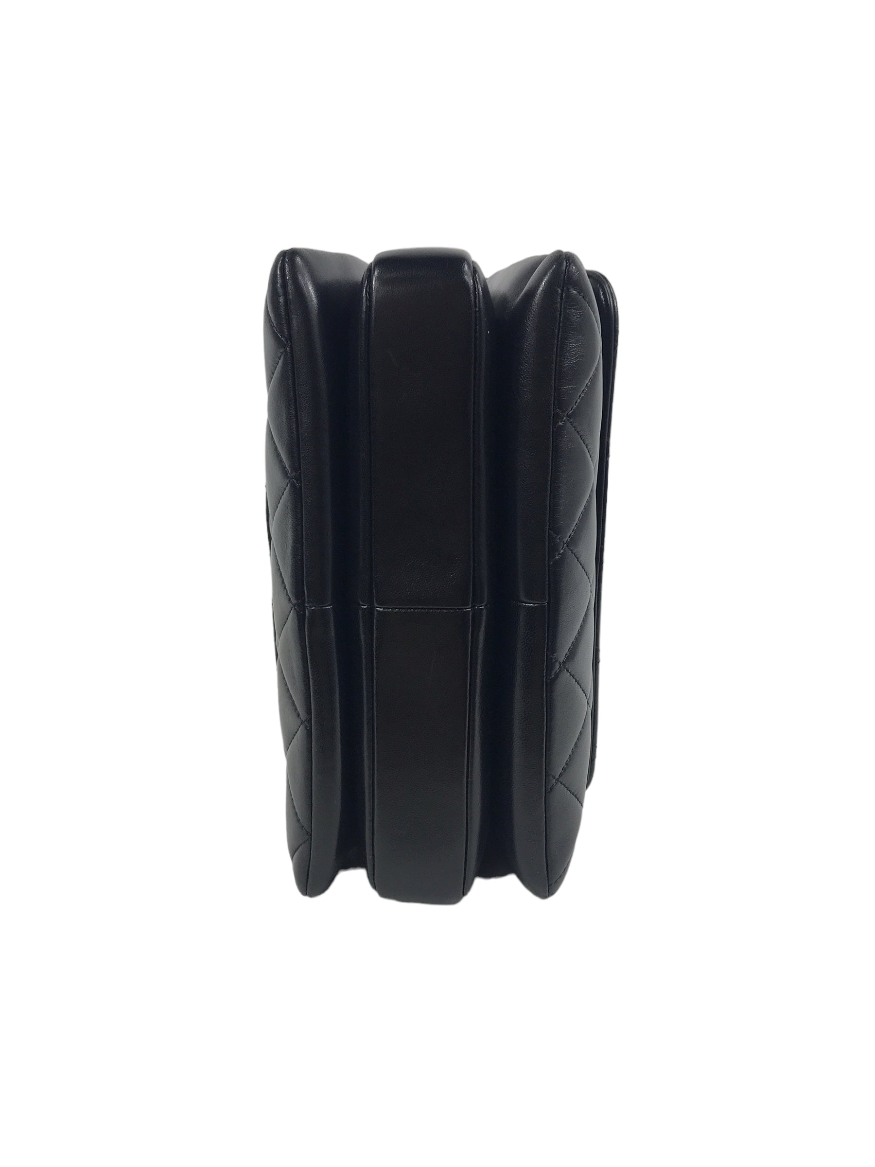 Black Lambskin Quilted Small Trendy W/GHW