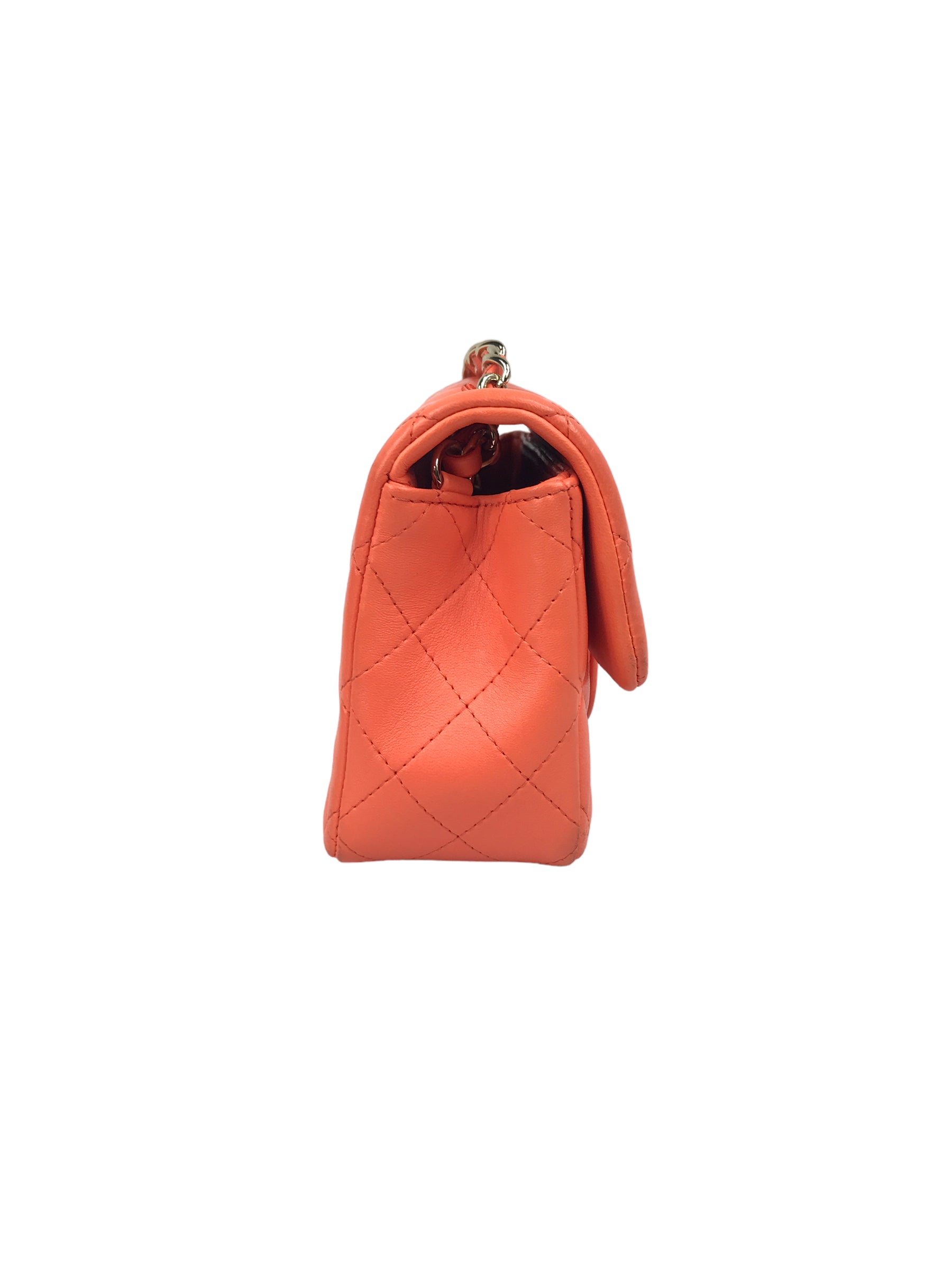 Orange Quilted Lambskin Mini Rectangle w/GHW