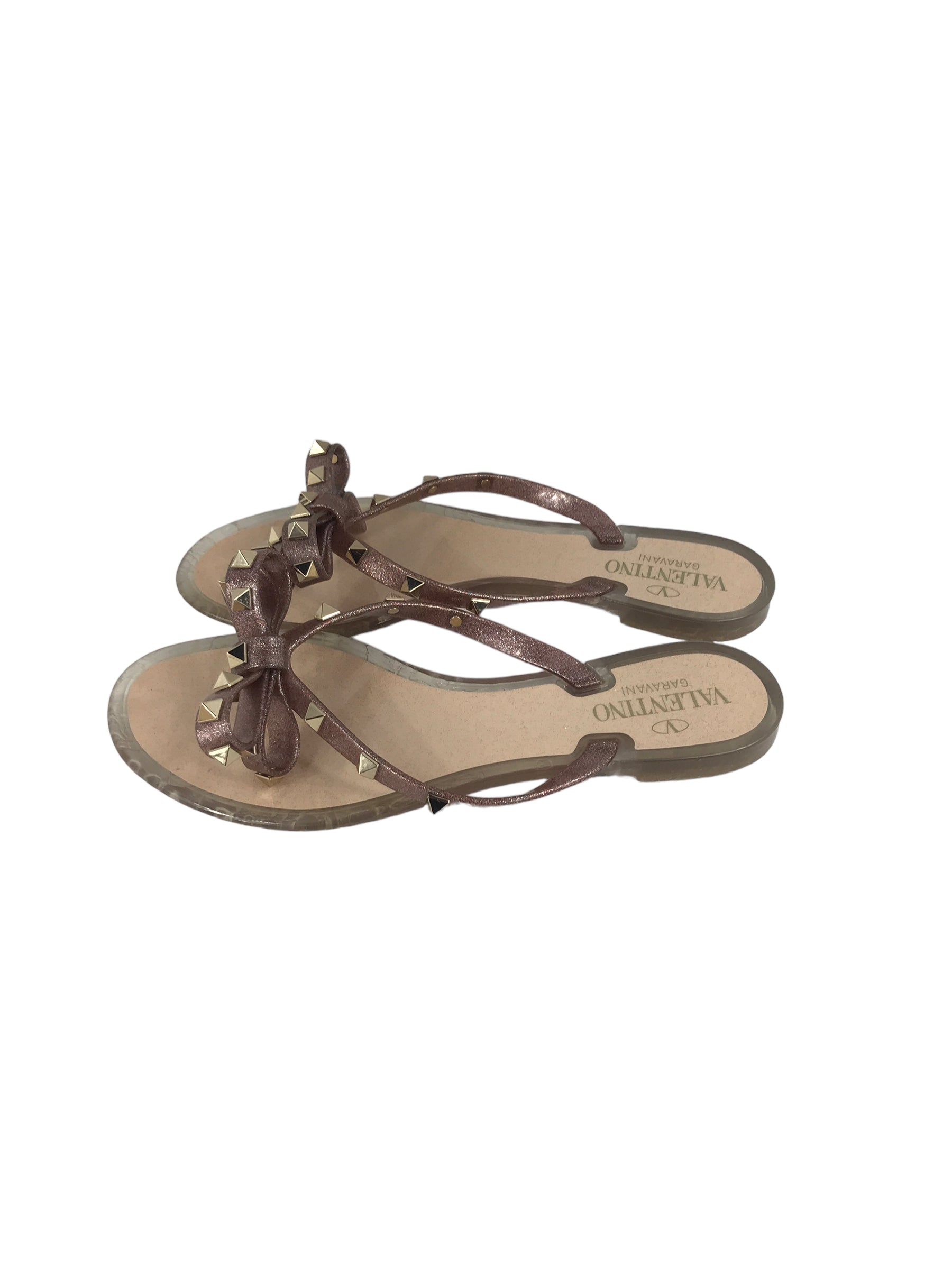 Sparkle Jelly Bow Rockstud Thongs W/GHW