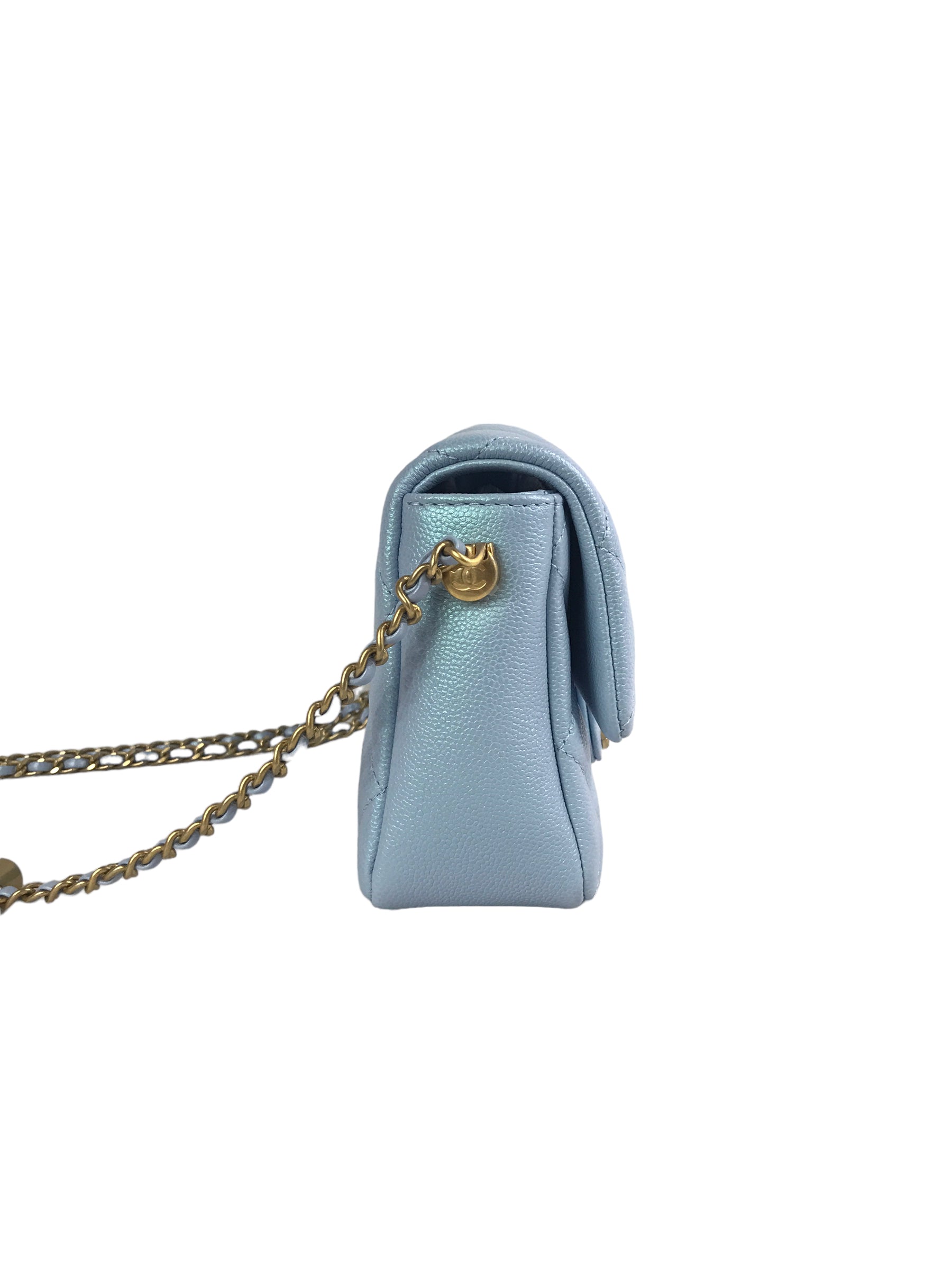 Quilted Caviar Ice Blue 21K Iridescent Mini Square W/AGHW
