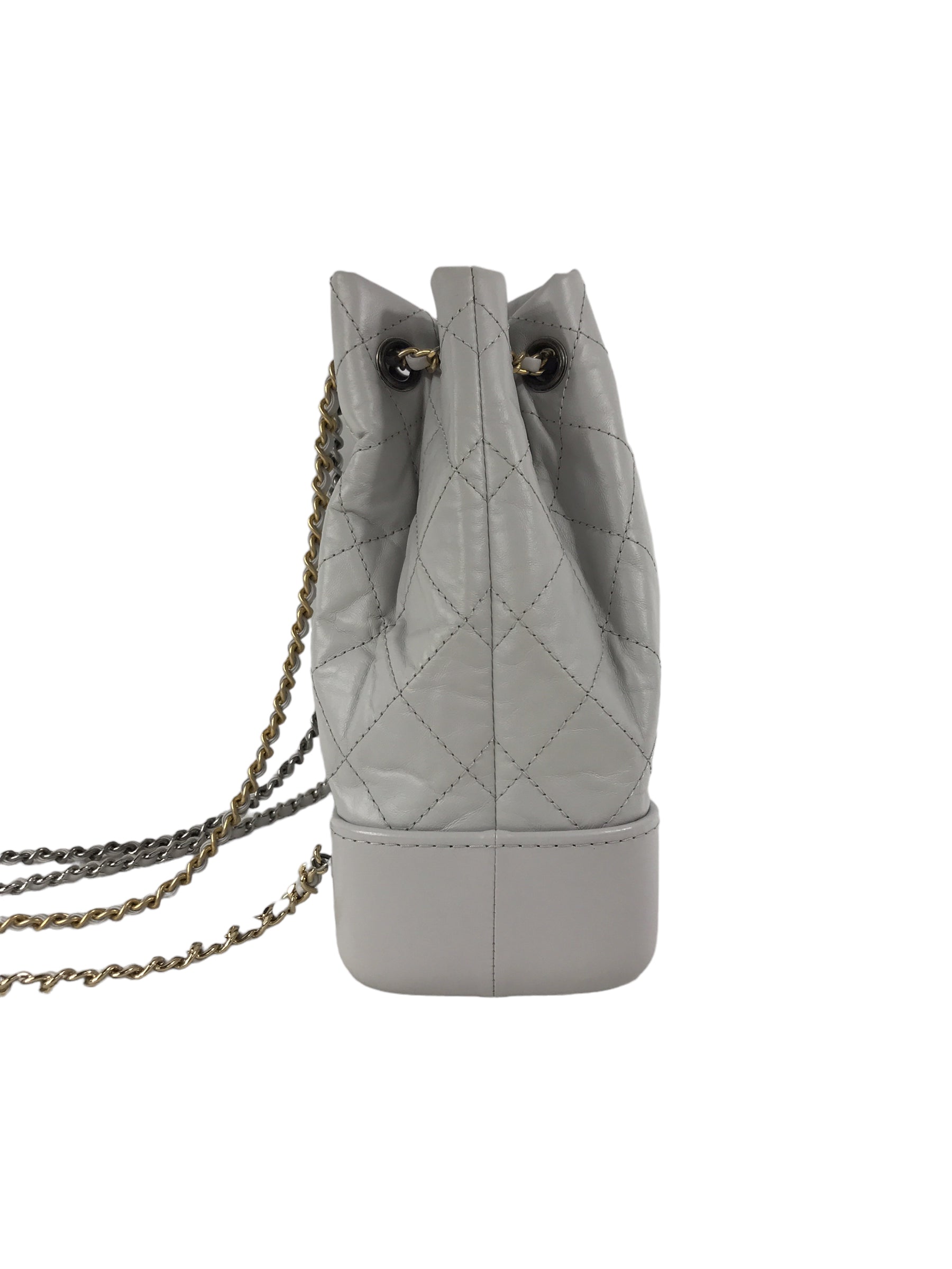 Light Grey Quilted Aged Calfskin Gabrielle Backpack w/ RHW/GHW/AGHW/SHW