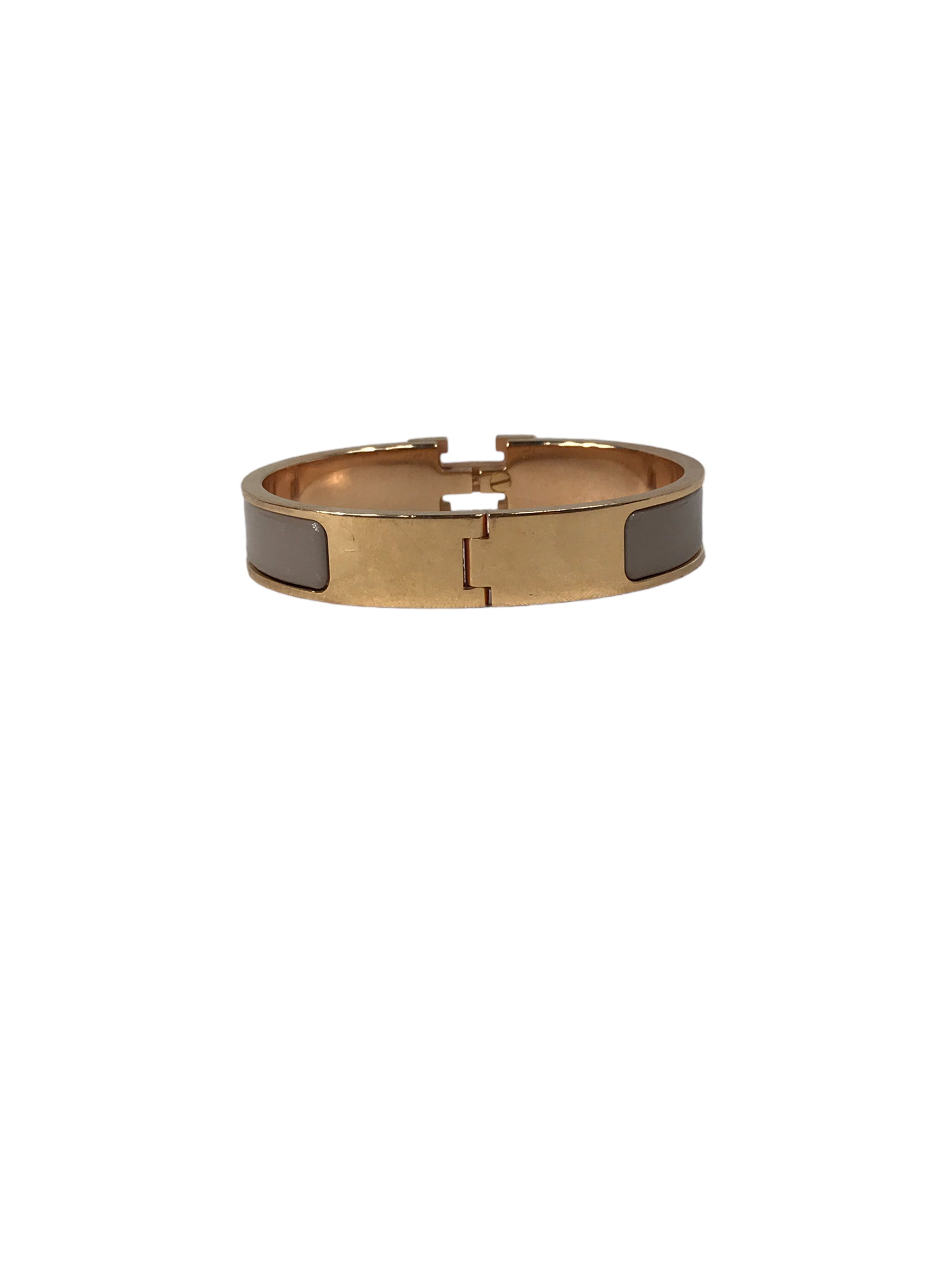 Clic H Marron Glace Enamel PM Bracelet w/RGHW