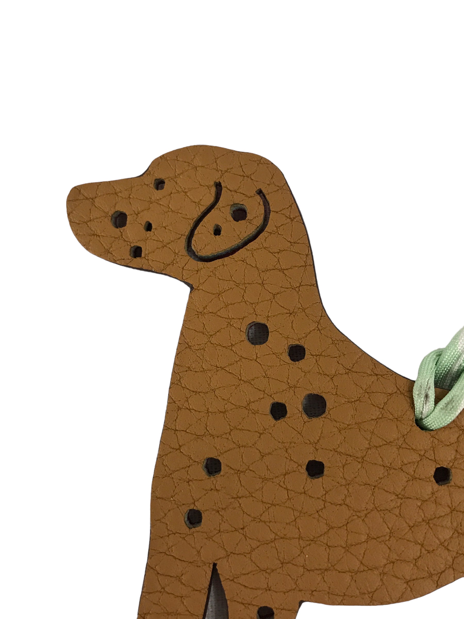 Petite H Dalmatian Bi-colour Rouge/Chai Calfskin Leather Bag Charm w/ silk twill cord