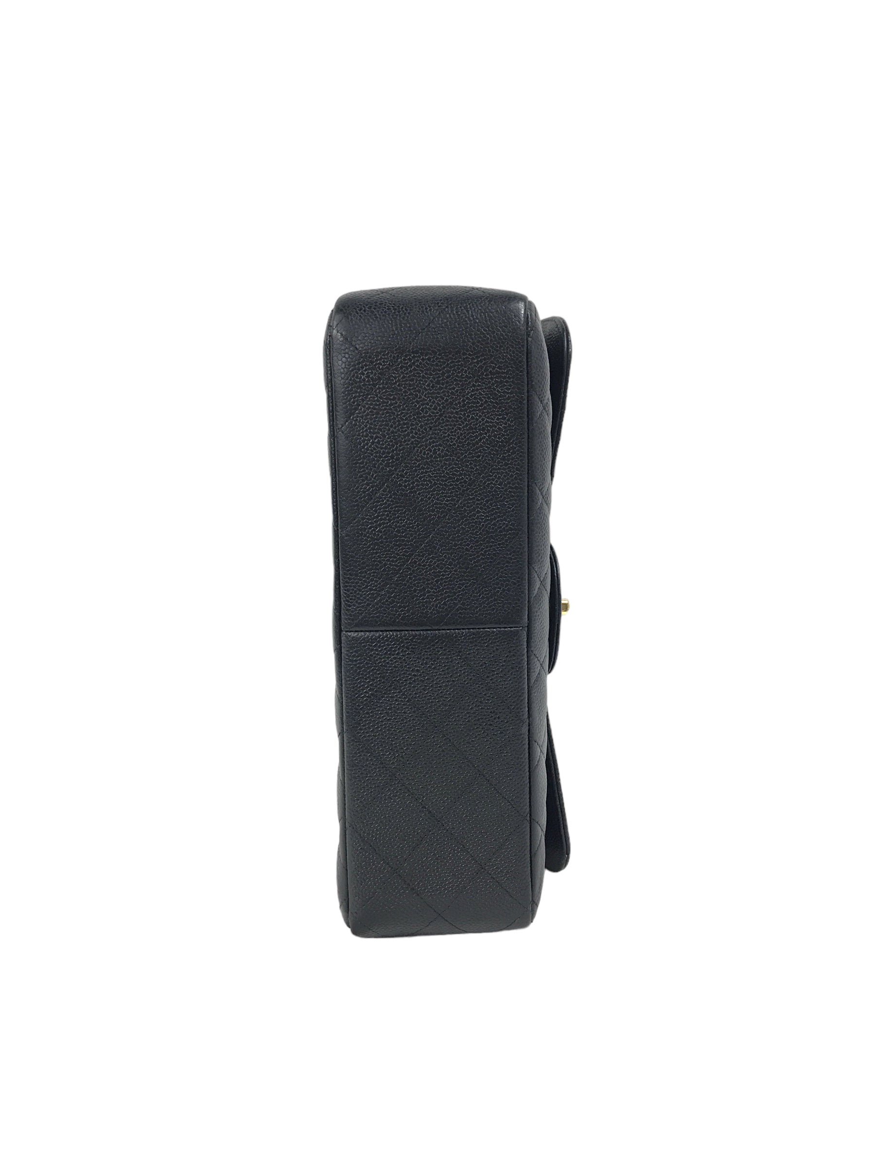Black Caviar Quilted Double Flap Jumbo Classic Flap w/GHW