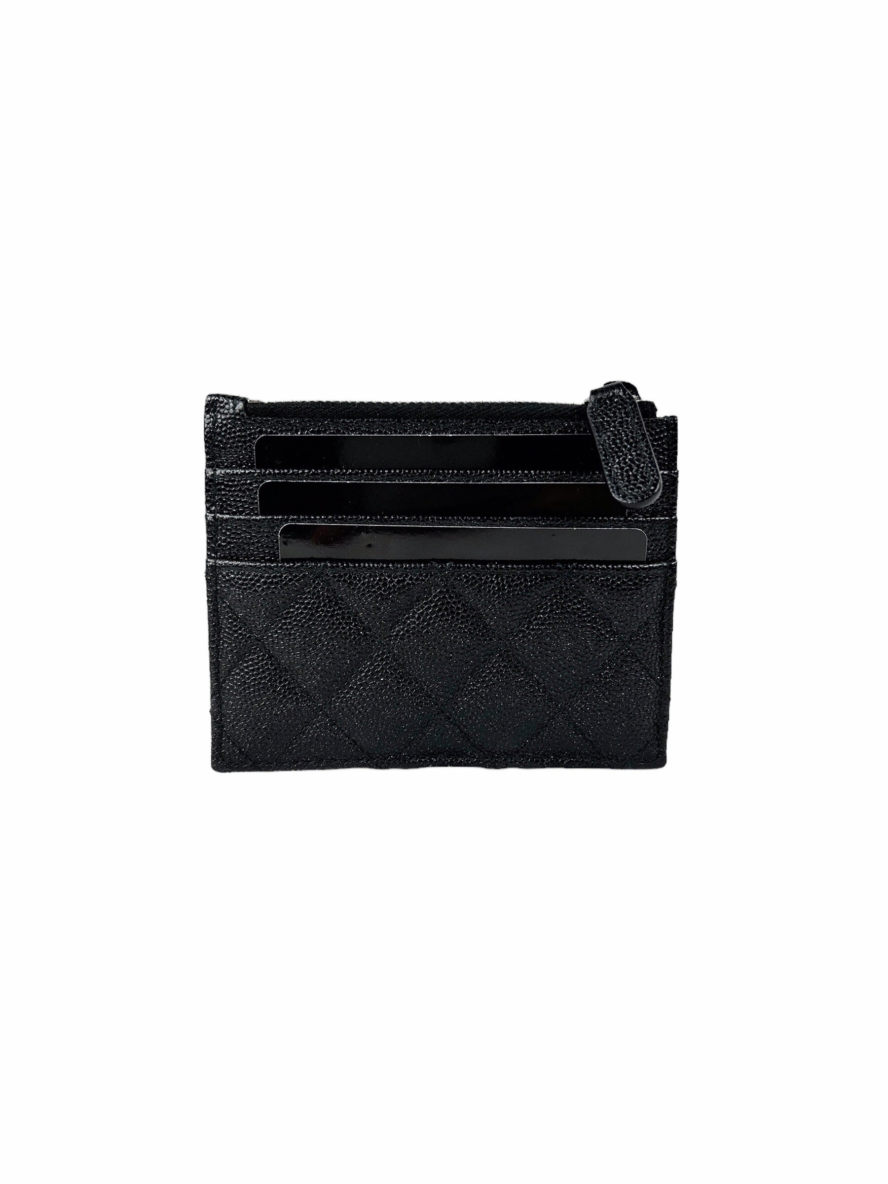 18C Black Caviar Quilted O-card Wallet w/RHW