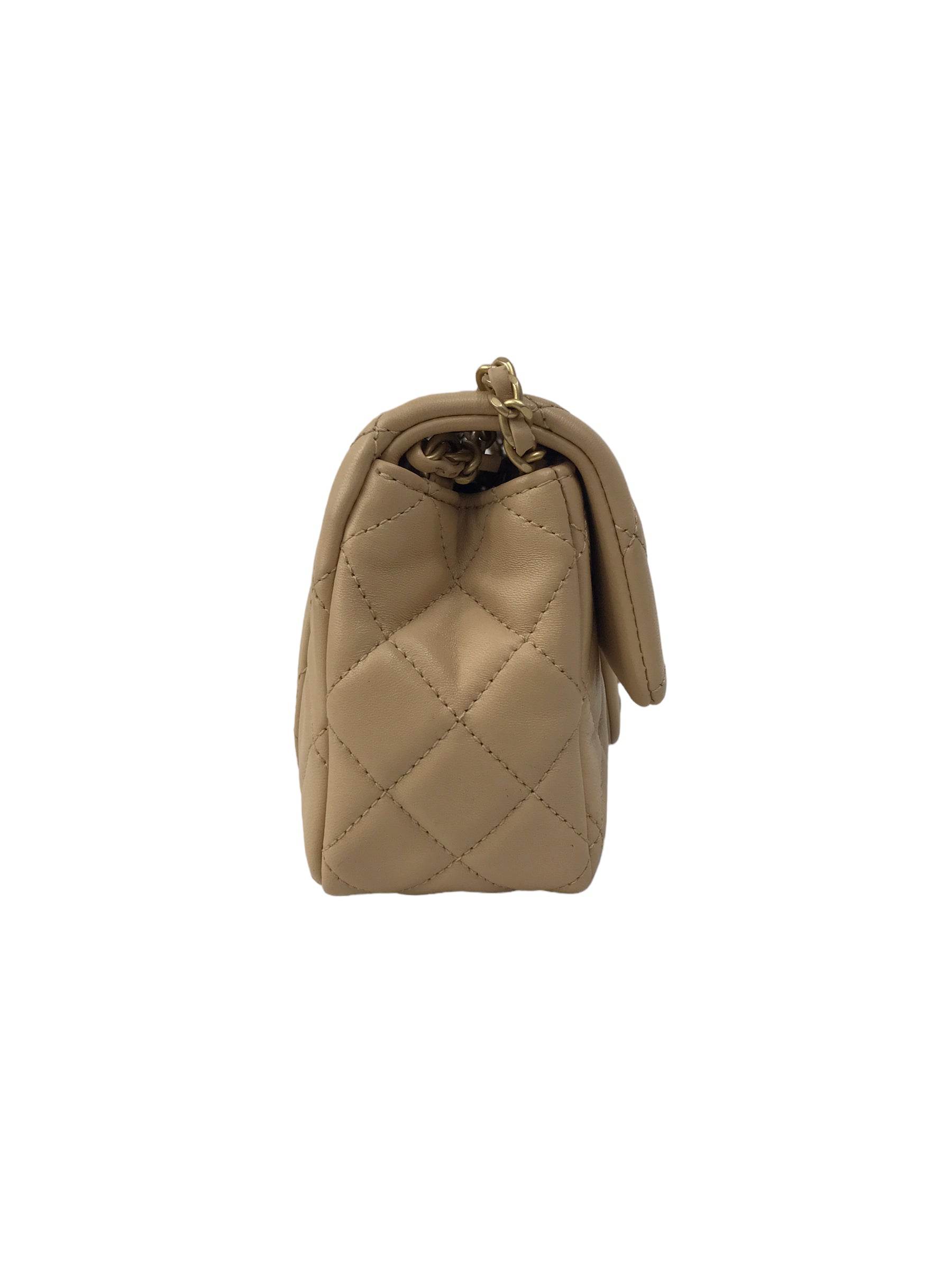 Lambskin Quilted Leather Mini Rectangle Pearl Crush w/AGHW