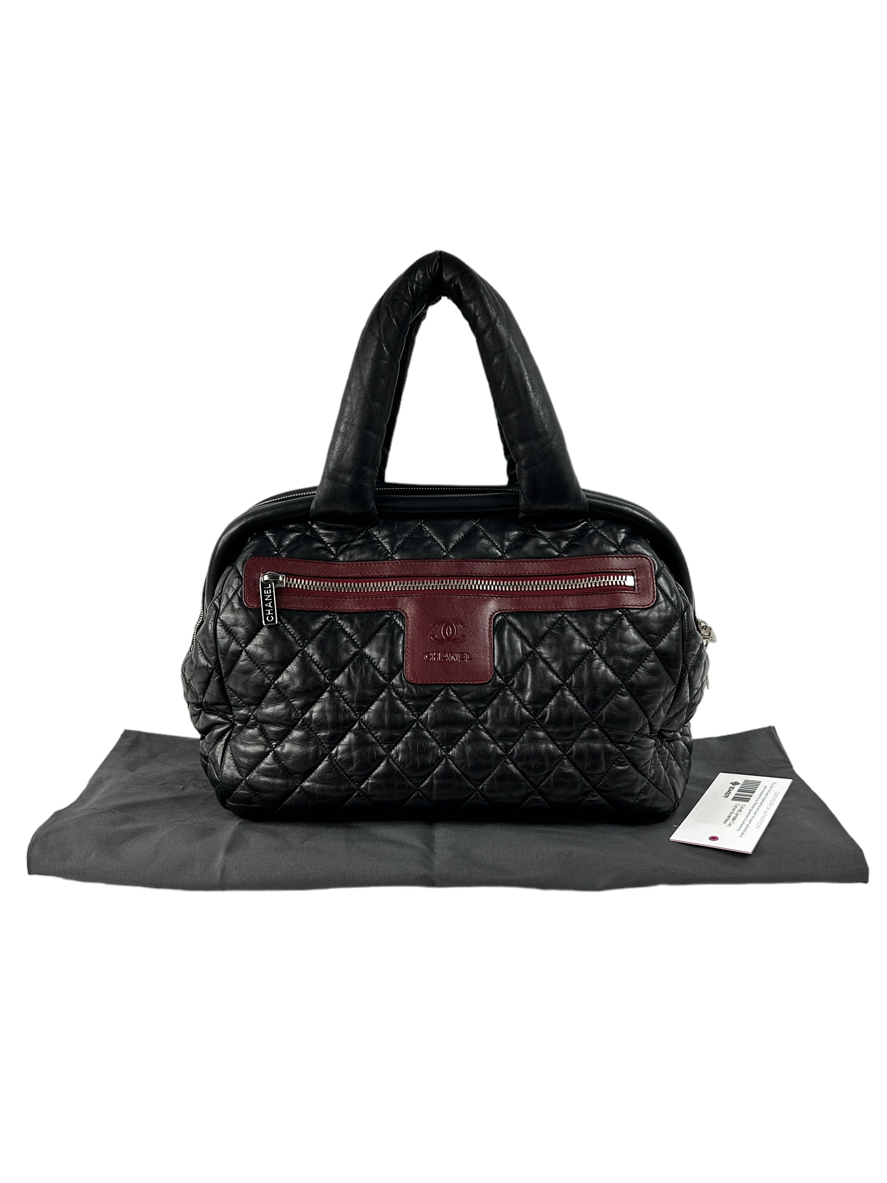 Black Quilted Lambskin Coco Cocoon Bowler Travel Bag w/SHW