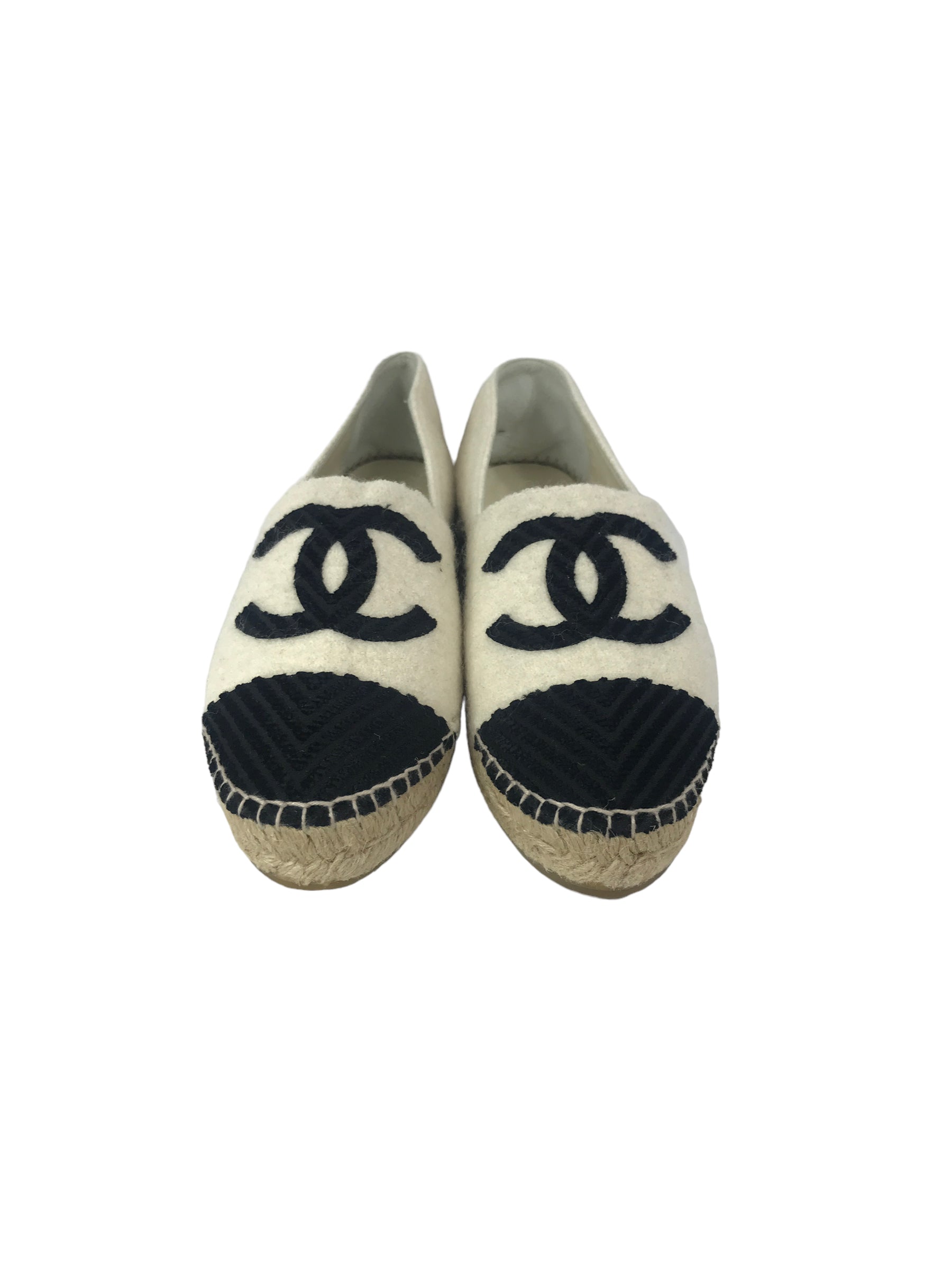 Tweed White/ Black CC Espadrilles-ON LAYAWAY