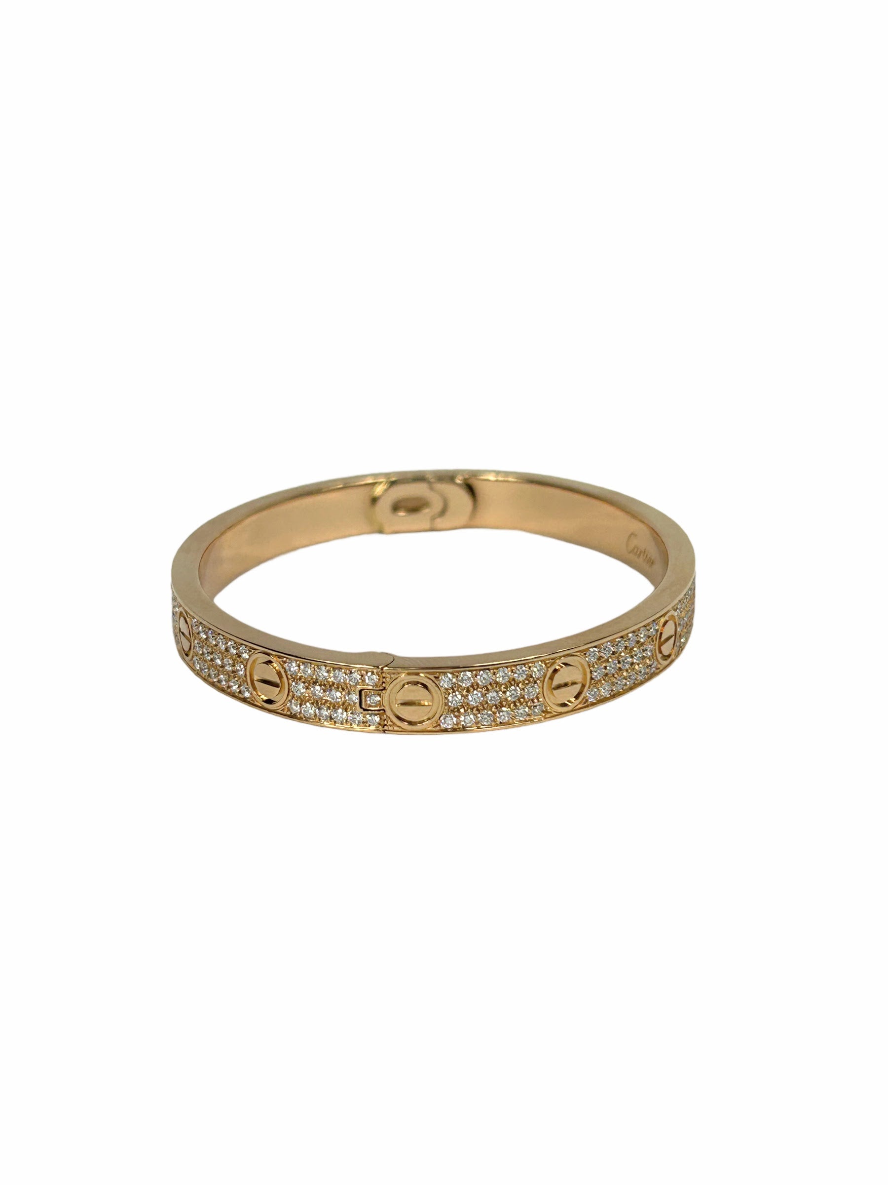18K Rose Gold Diamond Paved Love Bracelet-ON LAYAWAY