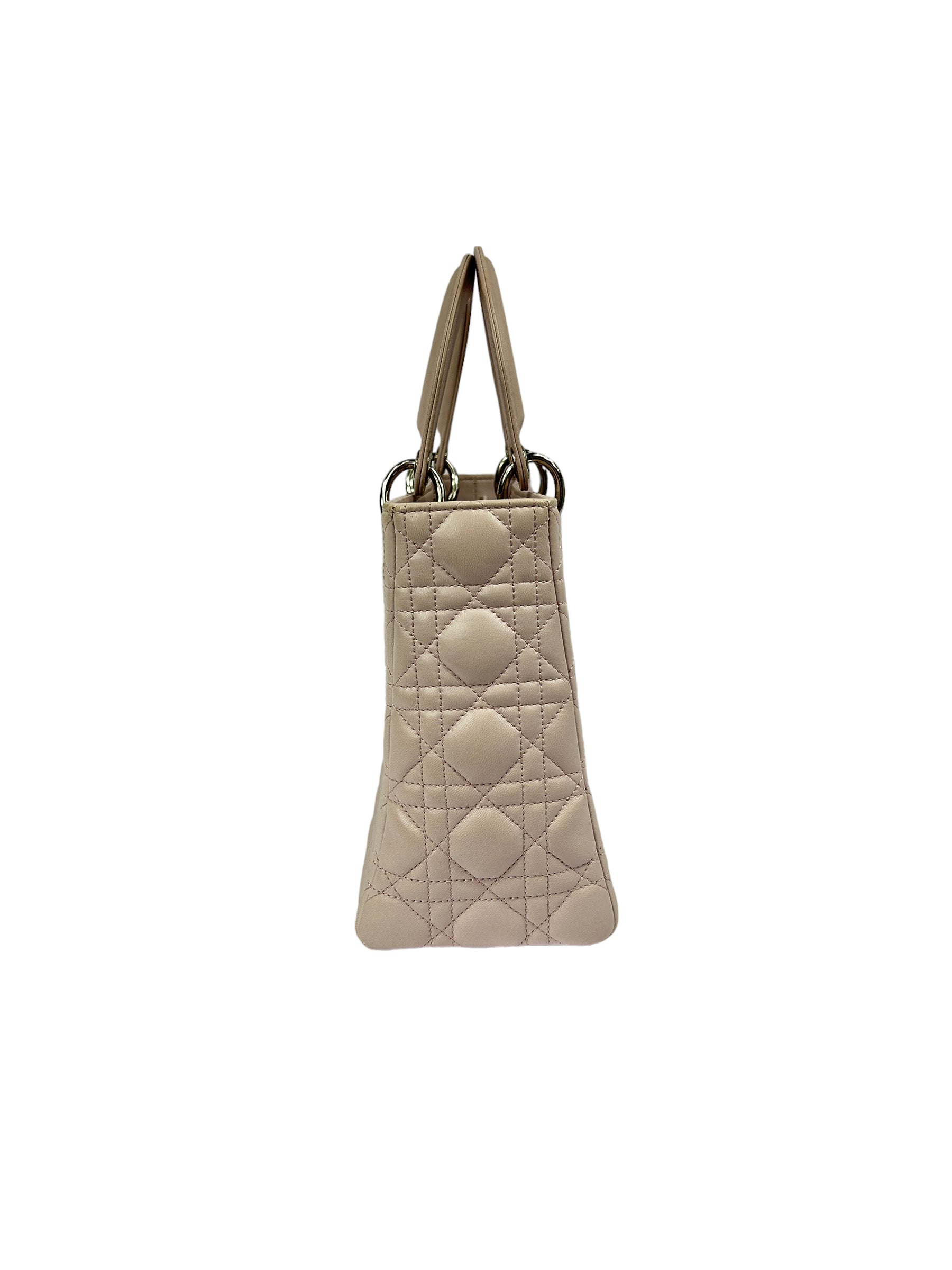 Quilted Medium Light Pink Lambskin Leather Lady Dior w/SHW