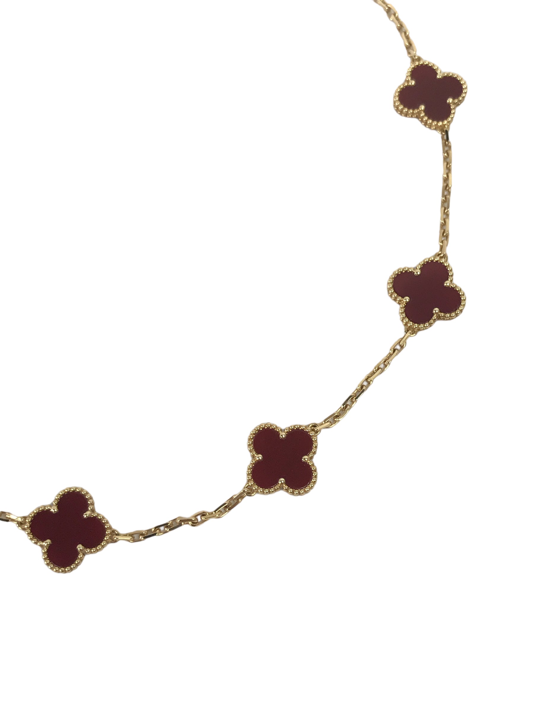 Alhambra Carnelian 10 Motifs 18K Yellow Gold Necklace