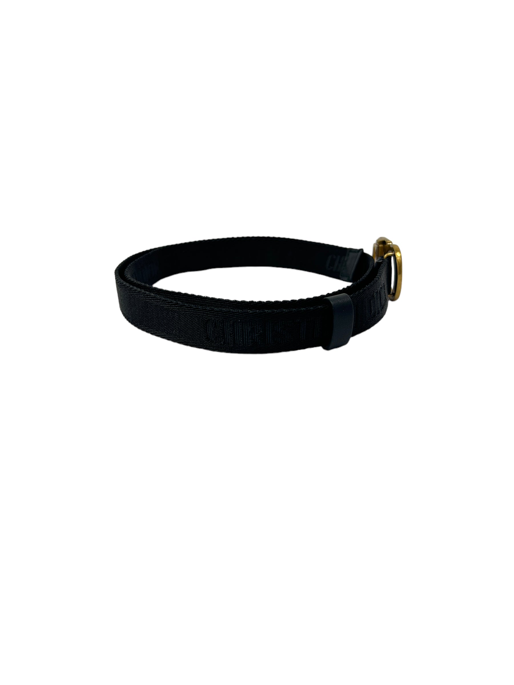 Thin Black Jacquard Logo Saddle Belt w/AGHW