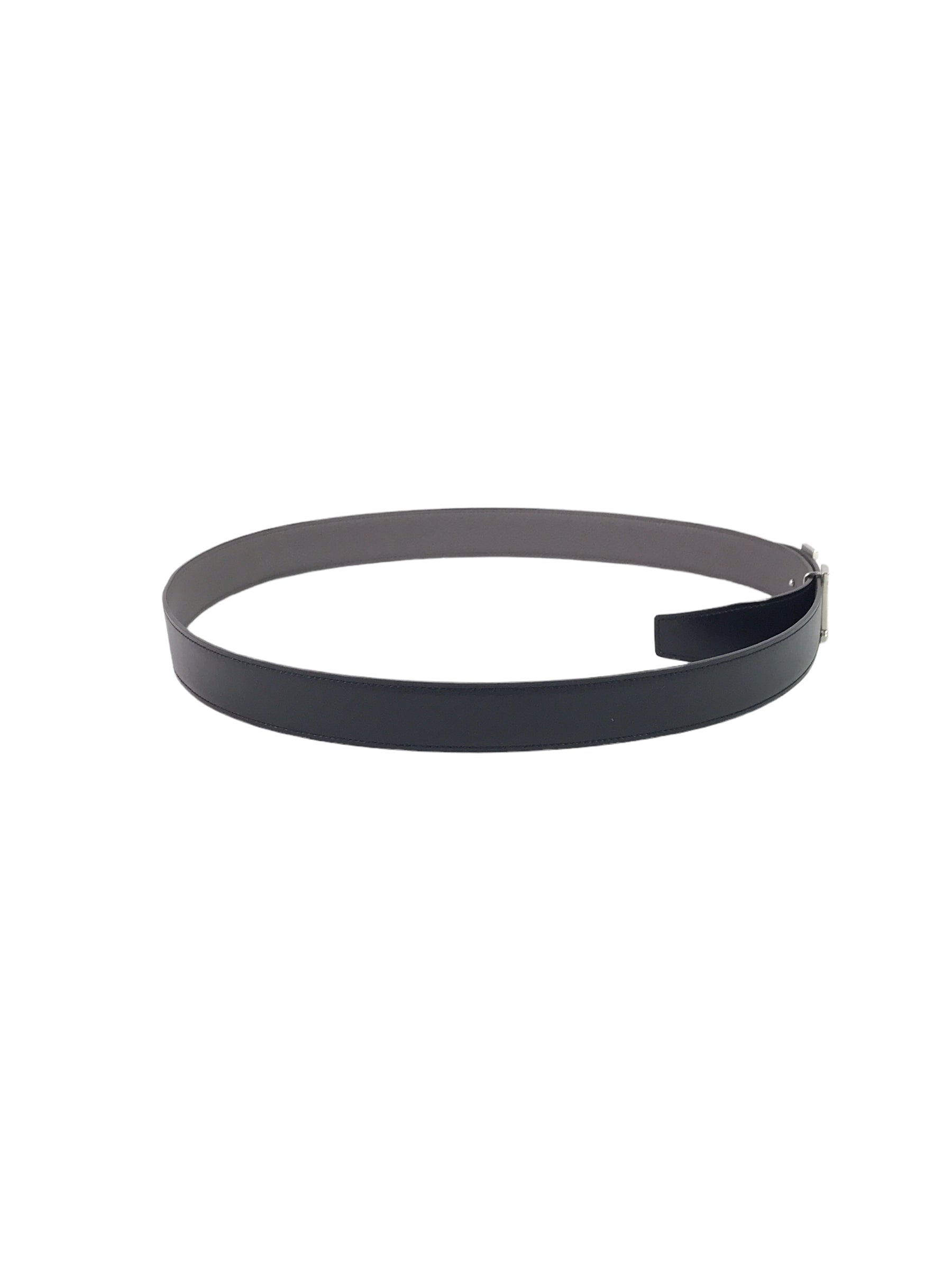 Black Box Calf/Etain Togo Leather H Belt W/PHW