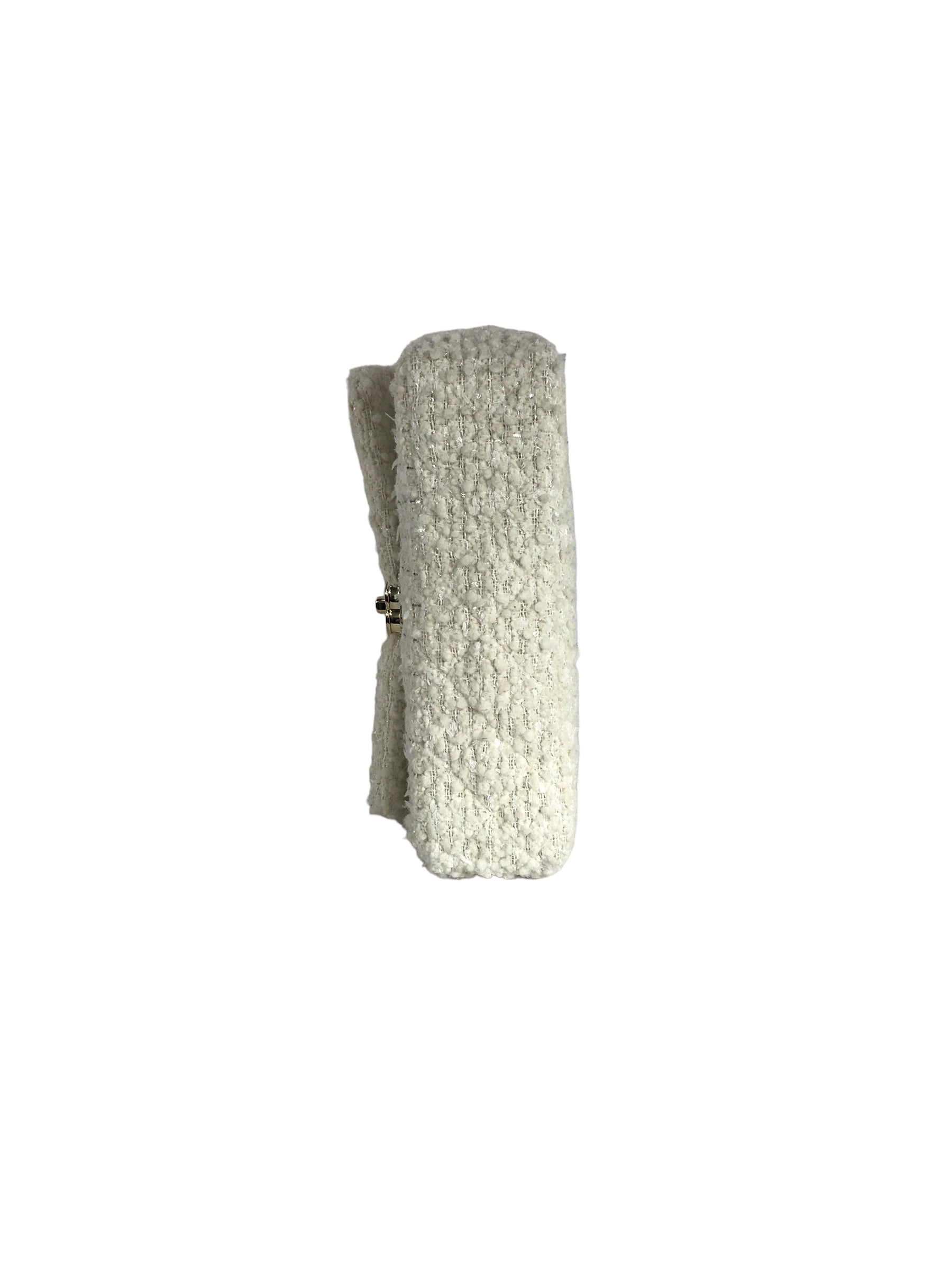 White/ Silver Tweed Flap Medium Classic Bag w/LGHW