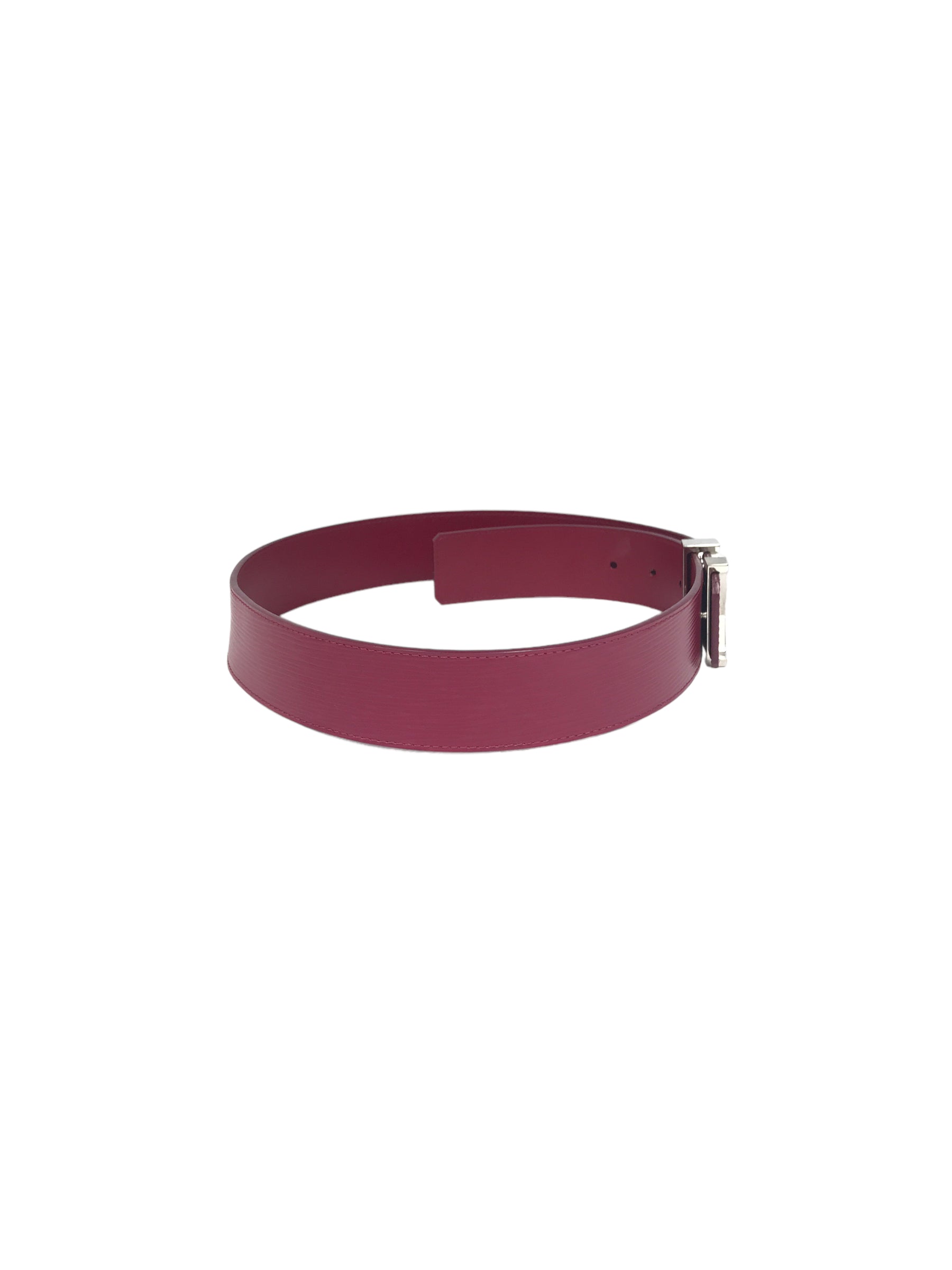Raspberry LV Initials Wide Epi Leather Belt