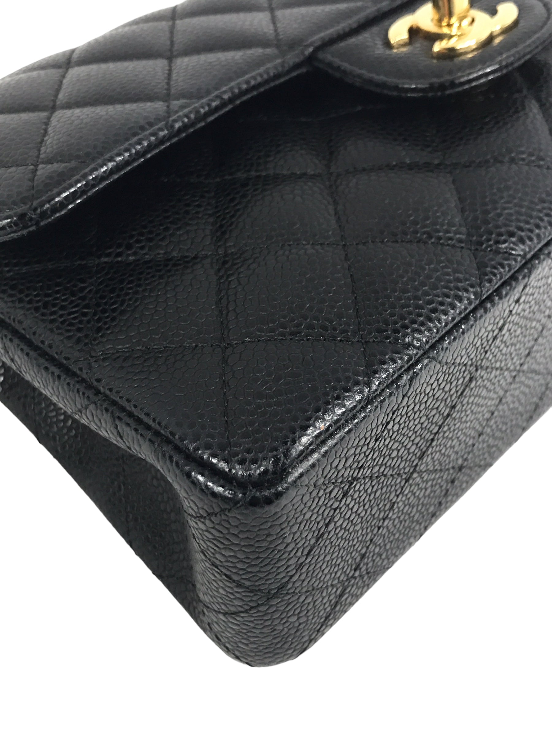 Black Caviar Quilted Small Classic Flap Bag W/GHW