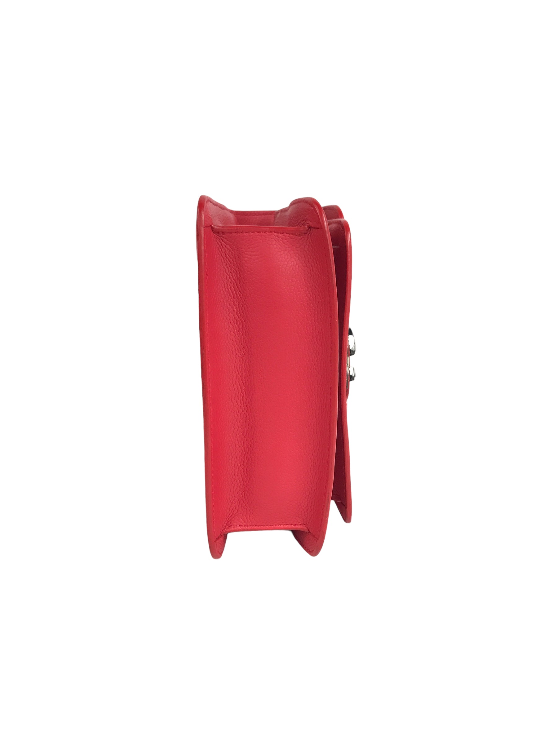 Red Small Caviar CC Box Flap W/SHW