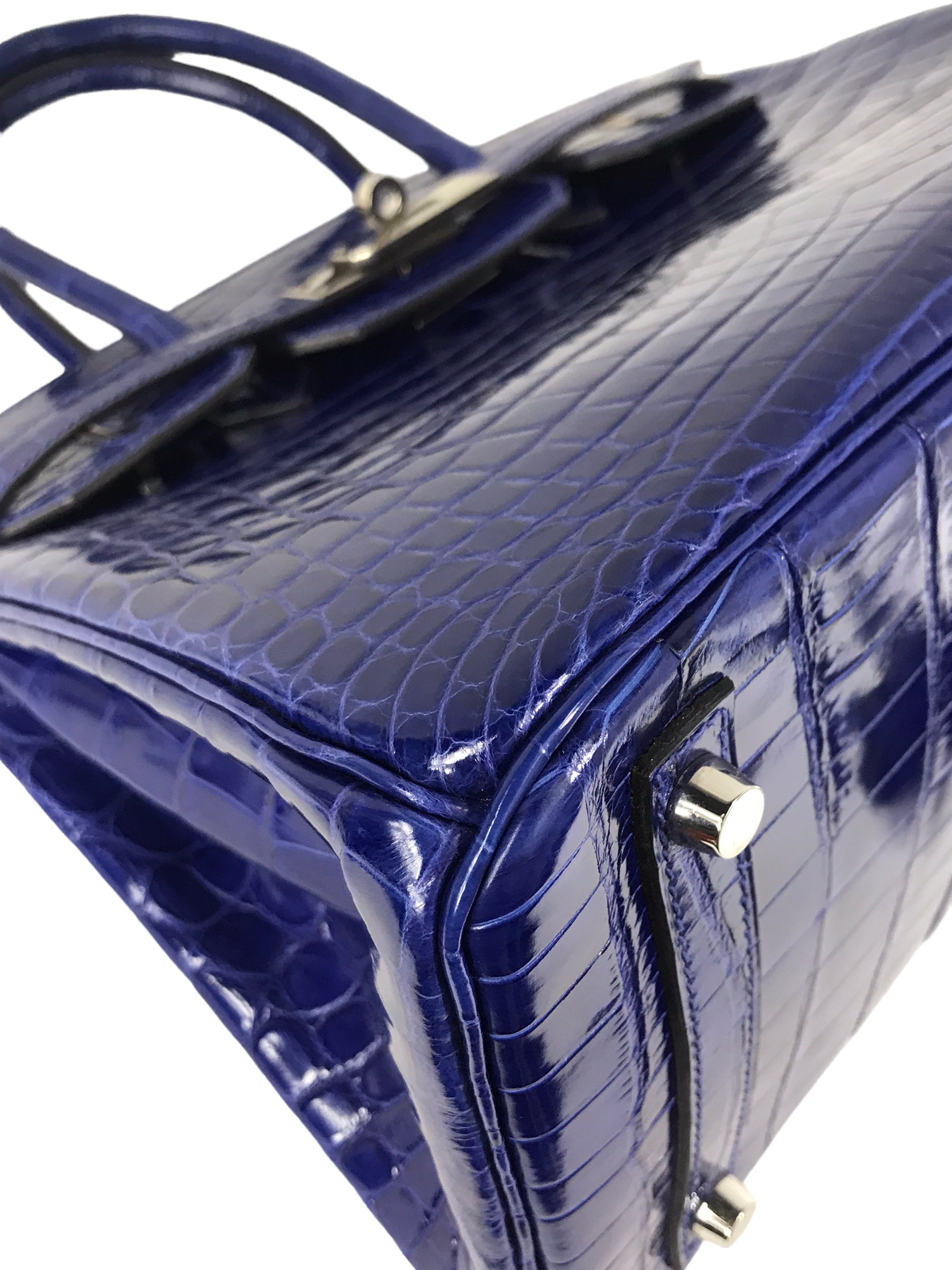 Blue Electric Croc Niloticus Birkin 30 W/ SHW