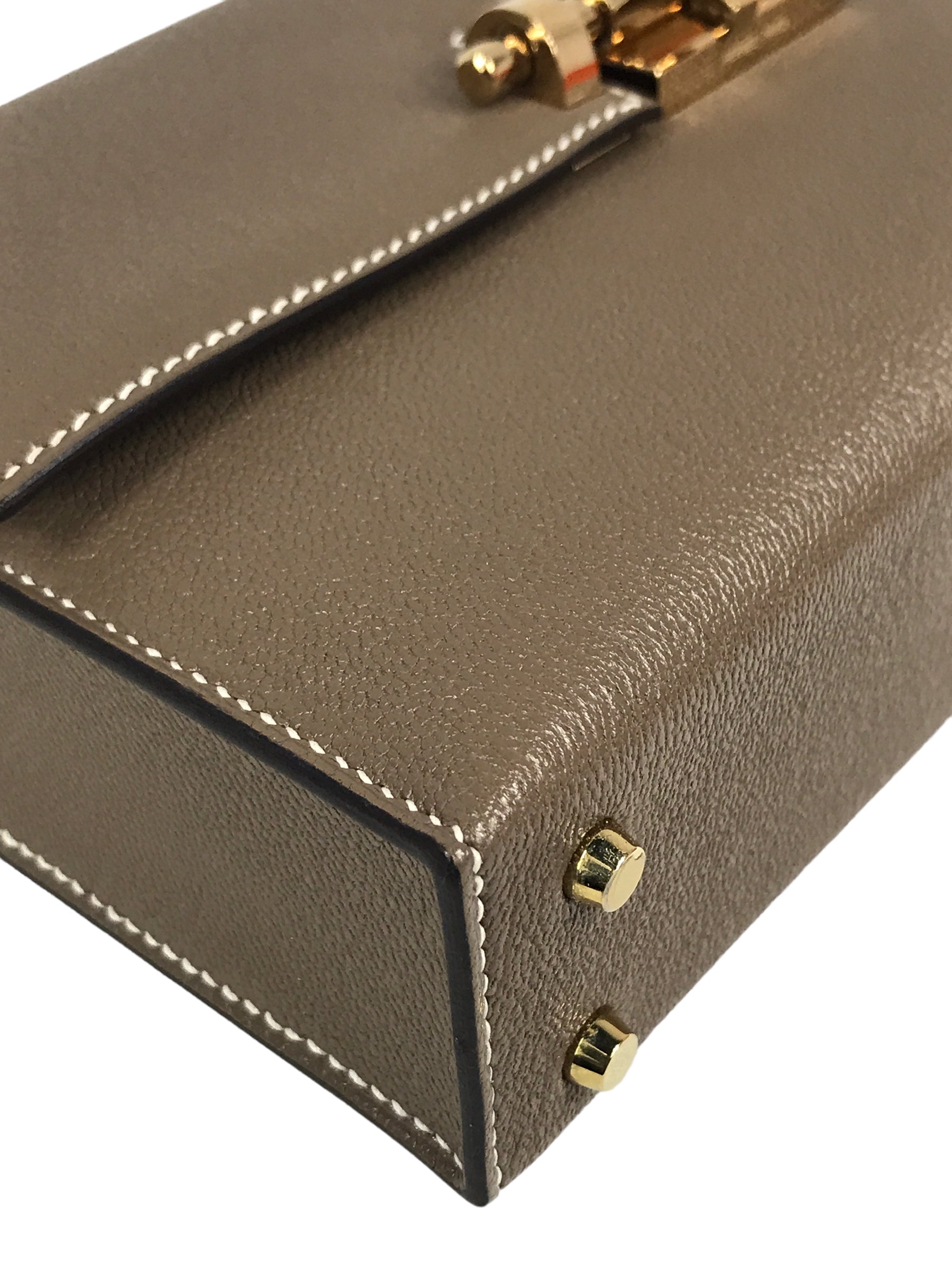 Etoupe Chevre Myssore Verrou Chain Mini Bag W/GHW