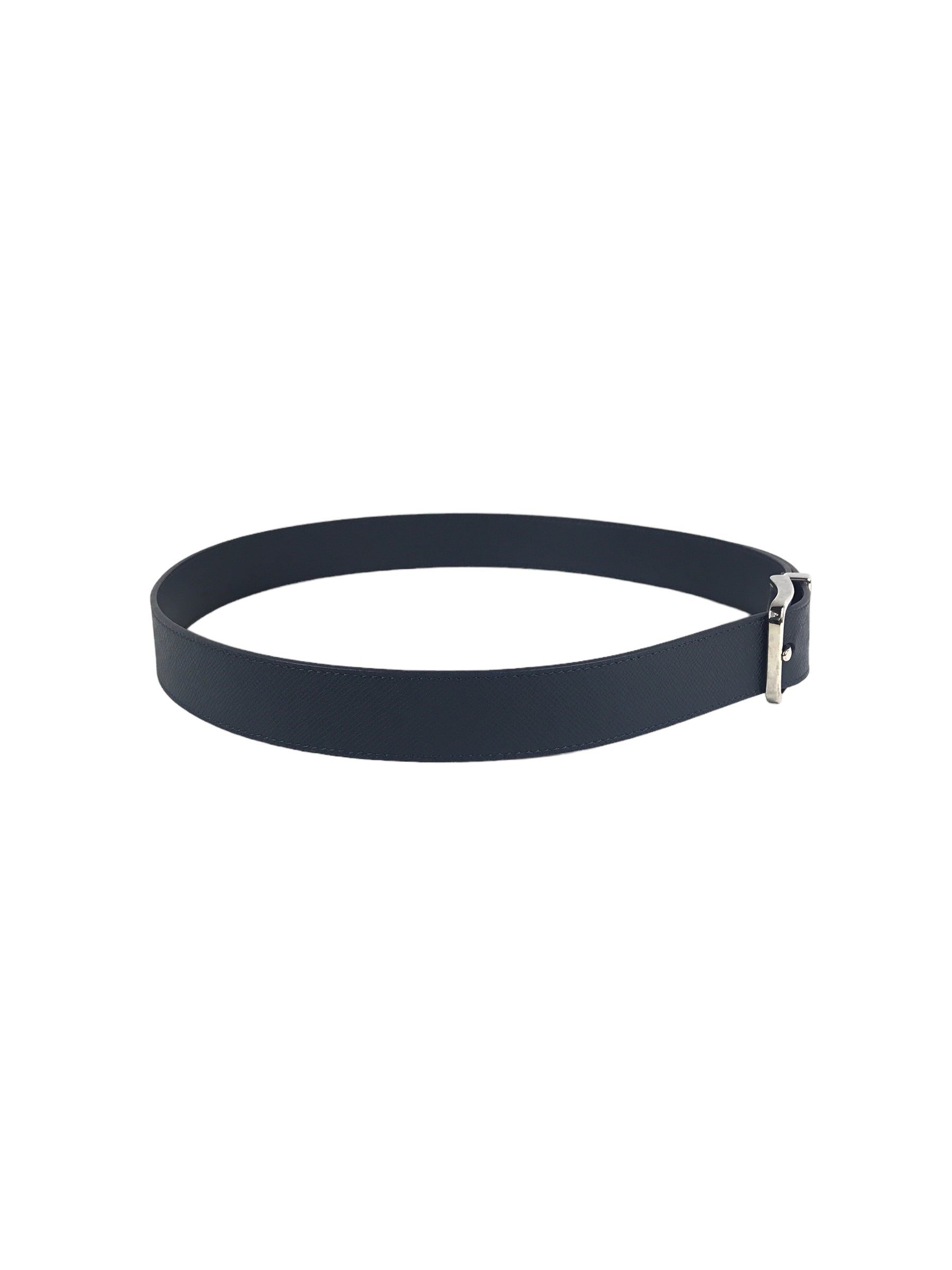 Navy Blue Grained Leather Belt w/SHW