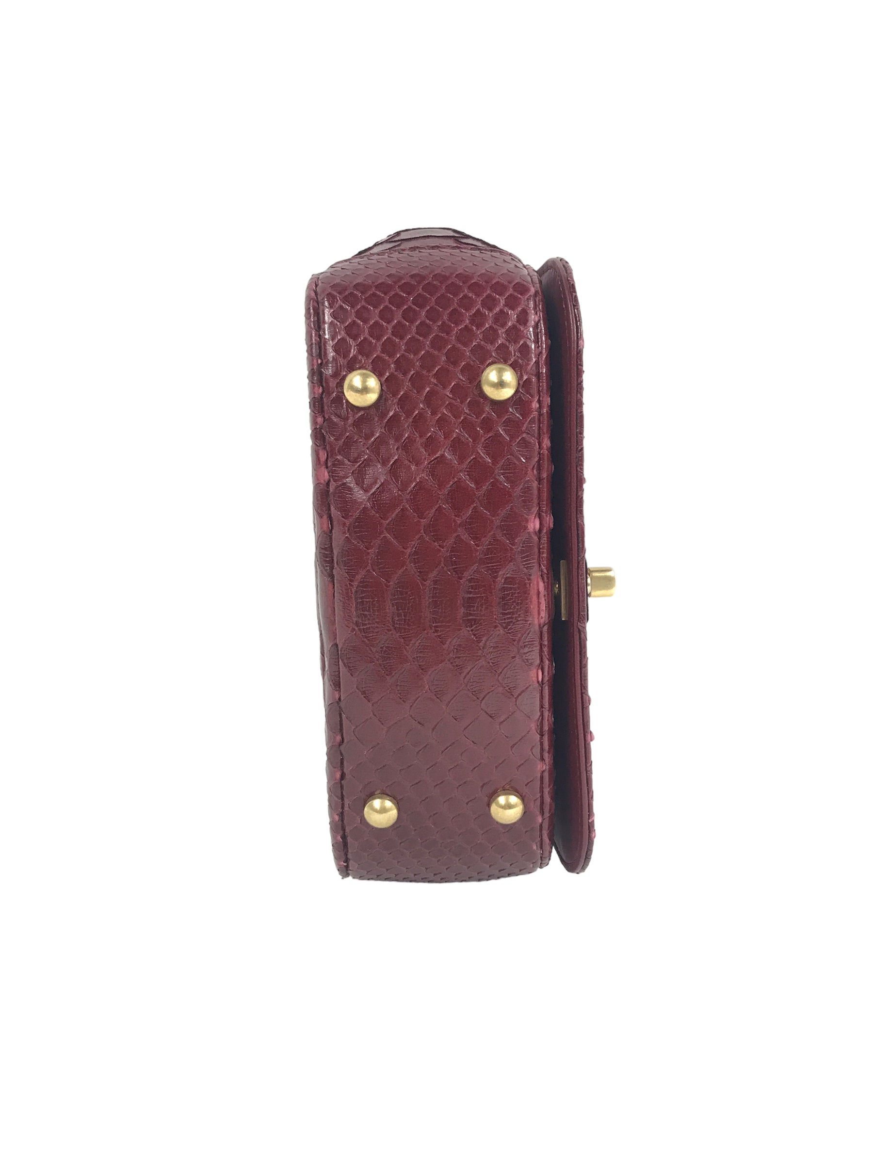 Burgundy Python “Carry Chic” Small Top Handle Flap Bag W/AGHW