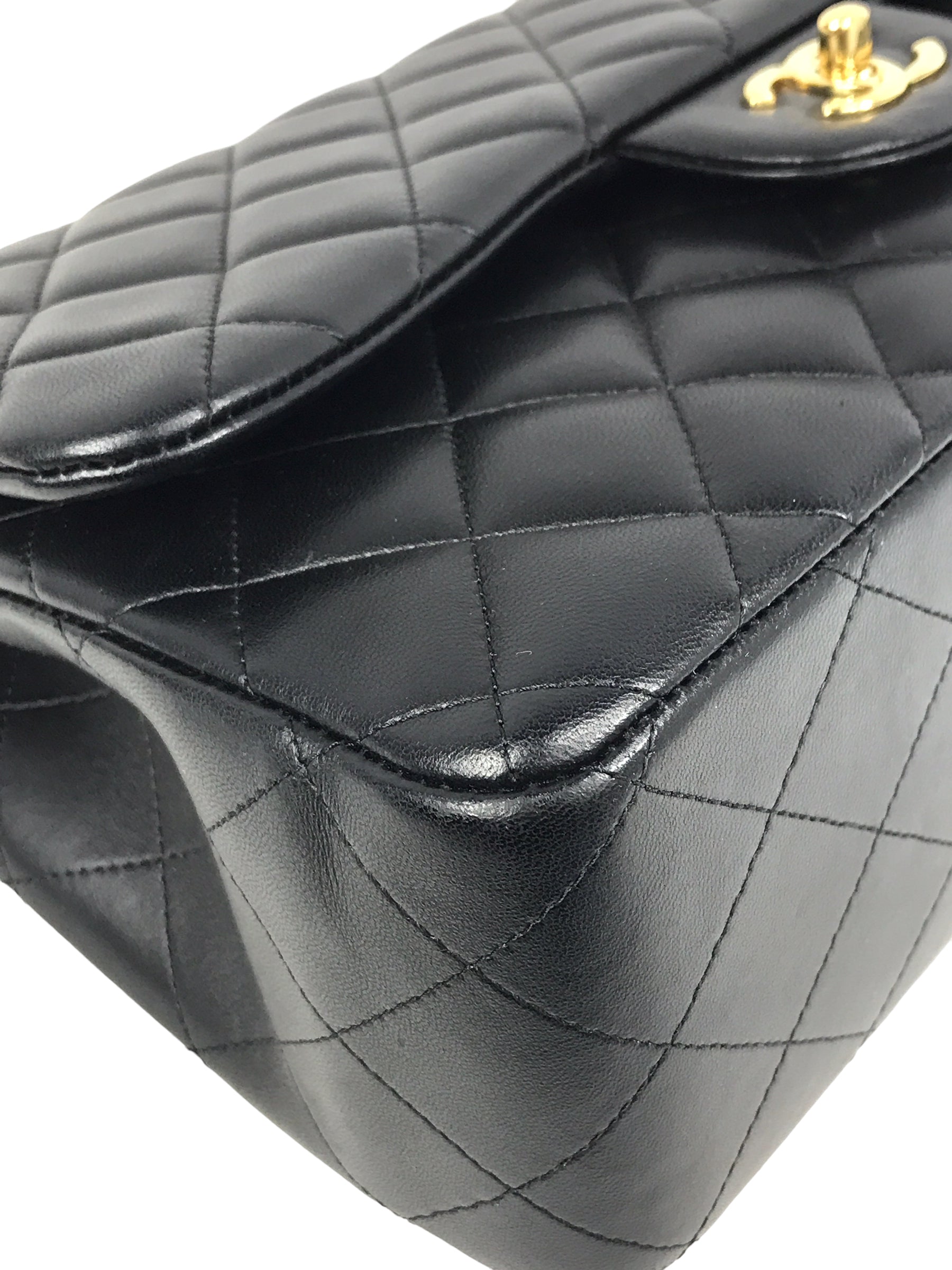 Black Quilted Lambskin Double Flap Jumbo Classics Flap w/GHW