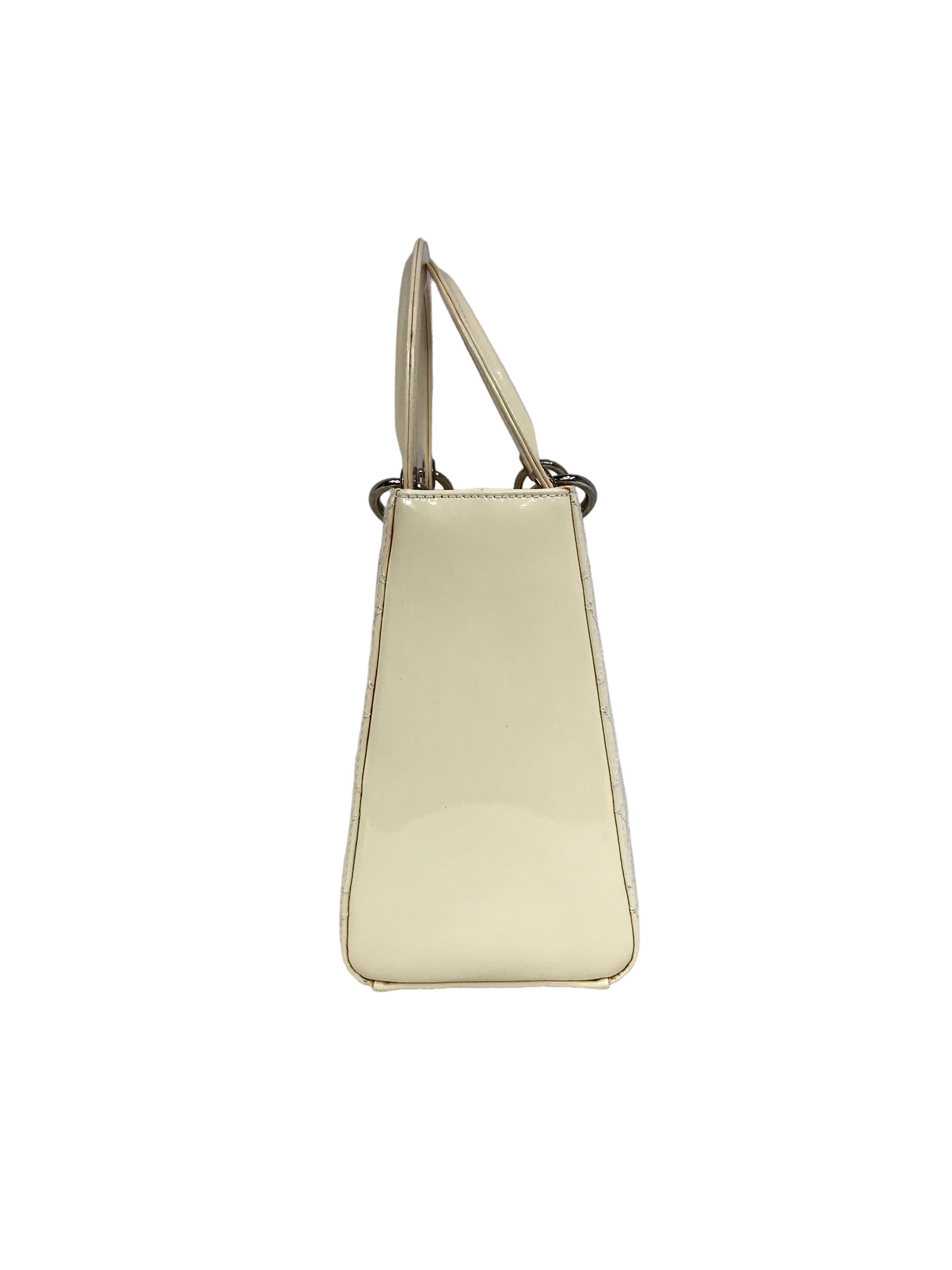 Medium Cream Patent Leather Lady Dior w/SHW