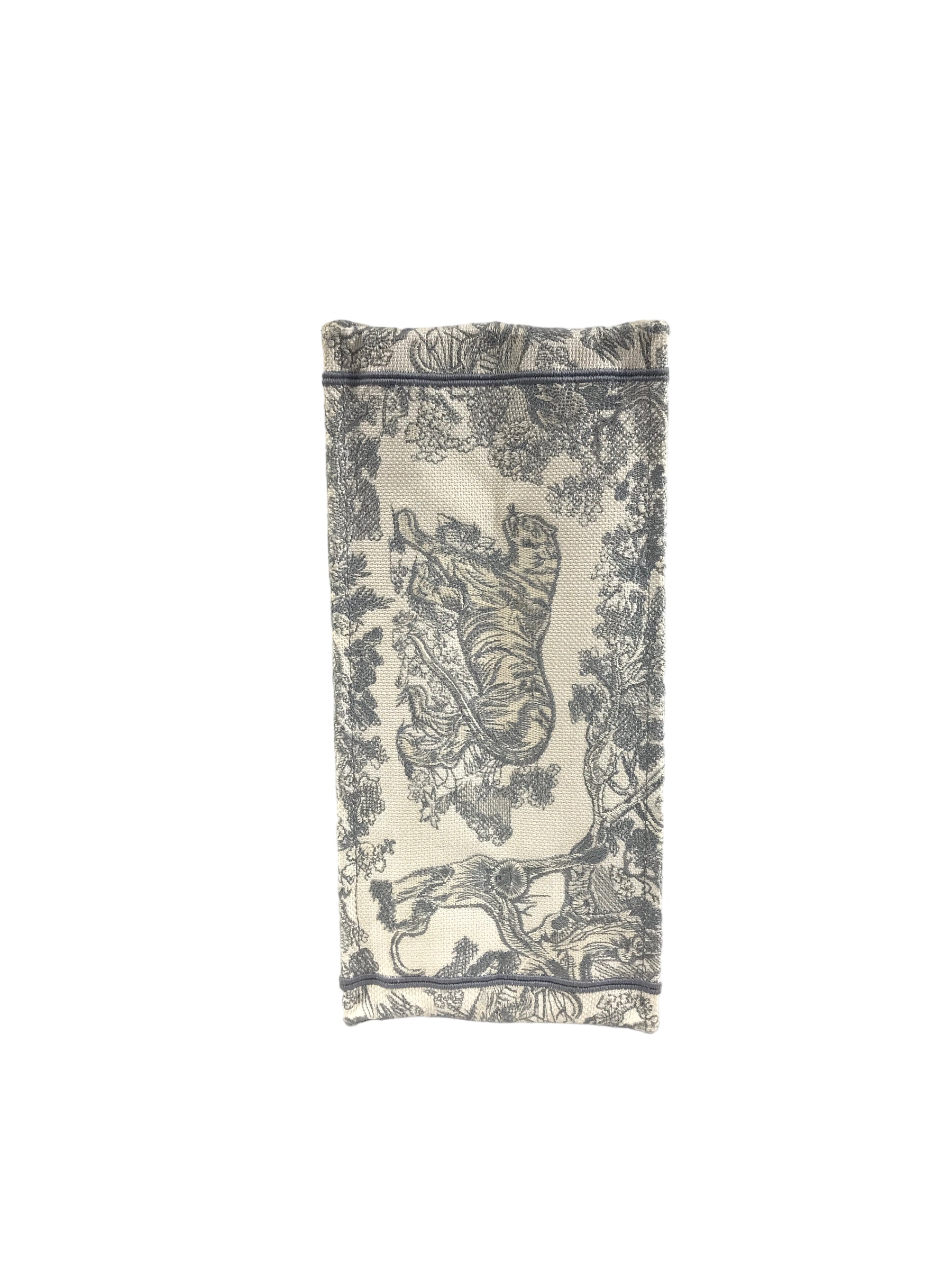 Ecru & Grey Toile De Jouy Embroidered Book Tote