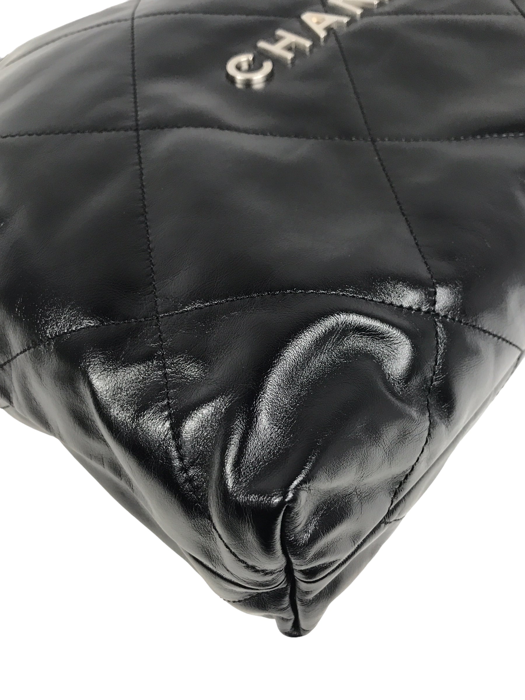 Shiny Black Quilted Calfskin Leather 23S Hobo Bag w/MSHW