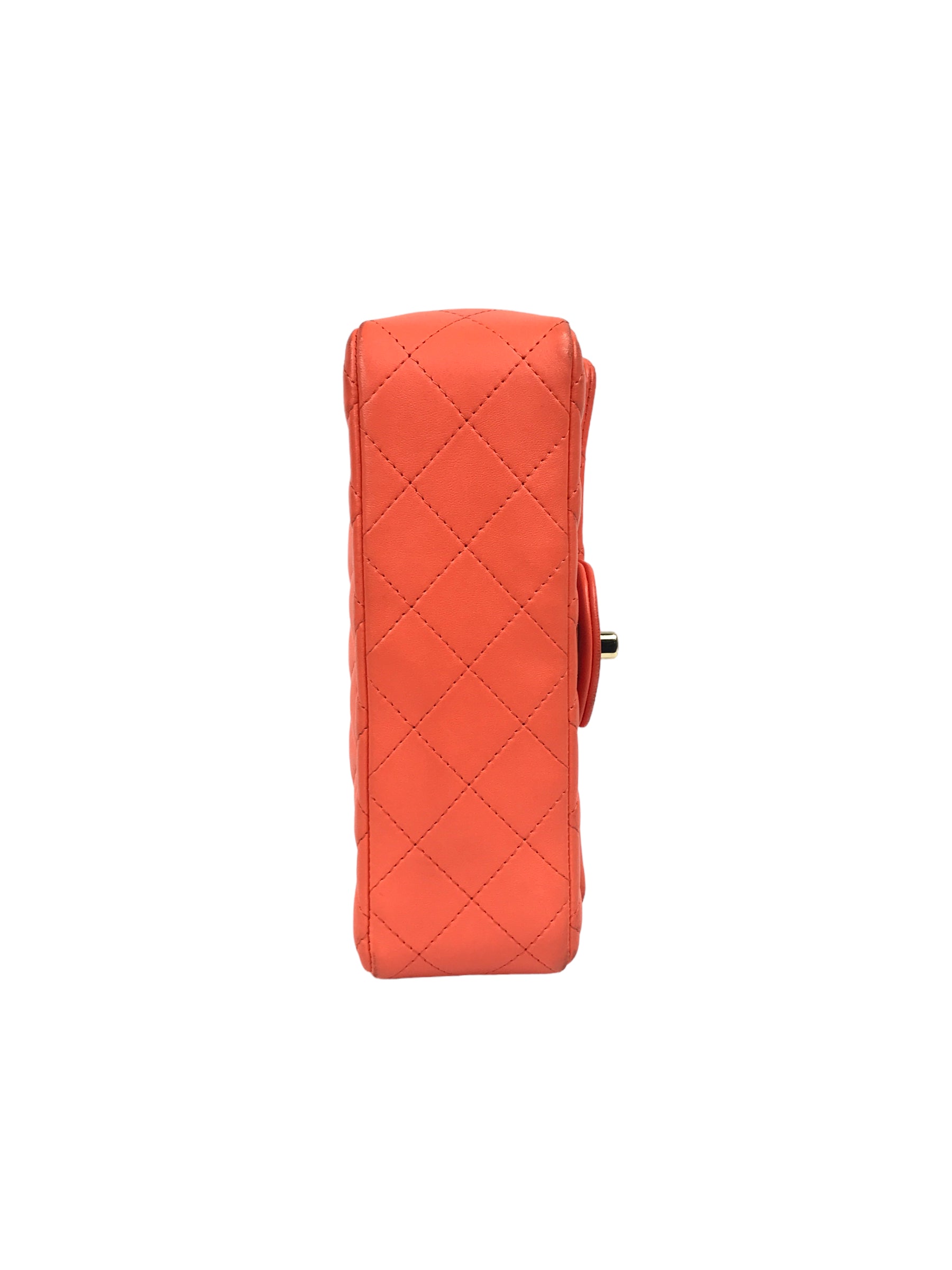 Orange Quilted Lambskin Mini Rectangle w/GHW