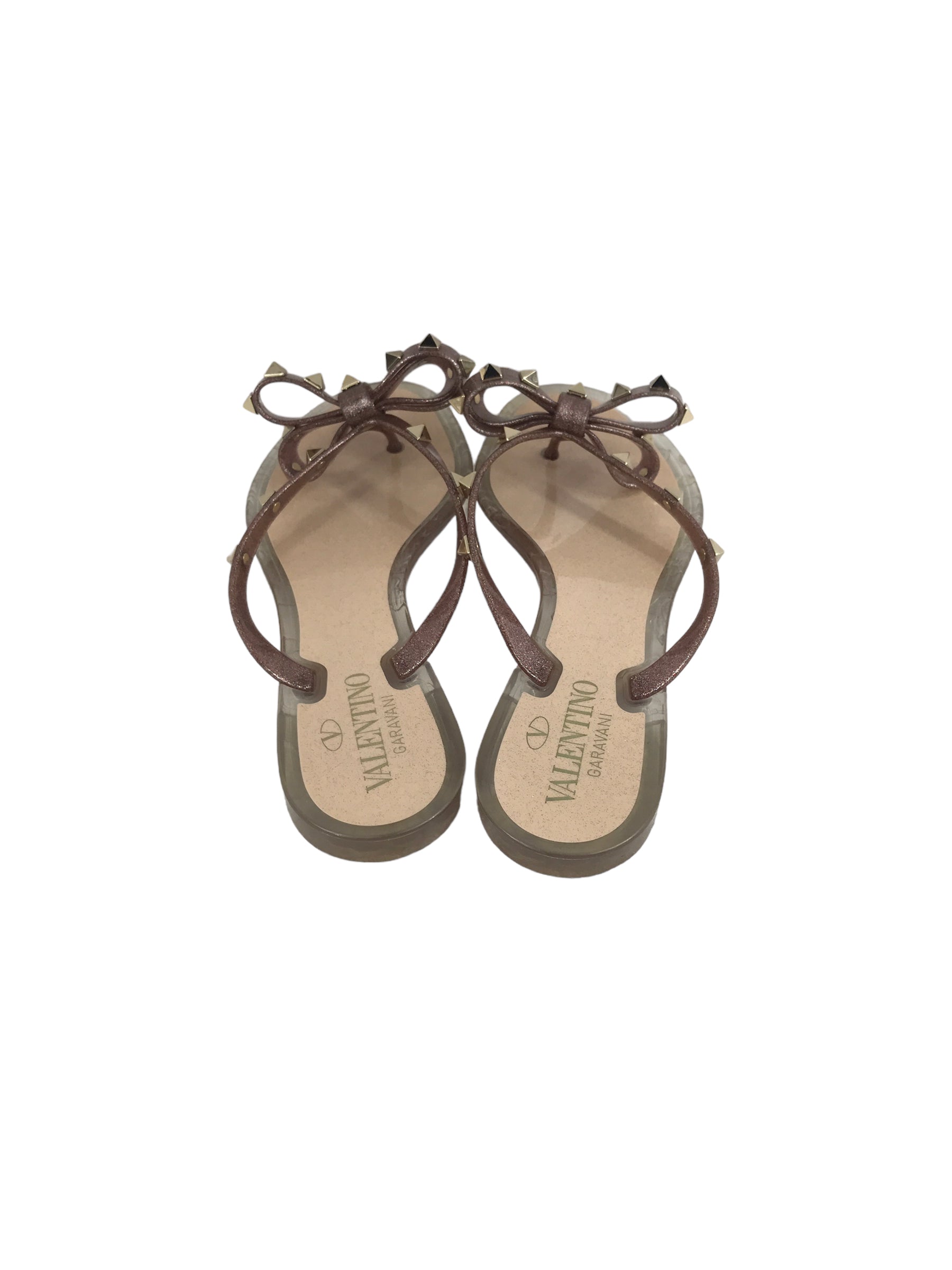 Sparkle Jelly Bow Rockstud Thongs W/GHW