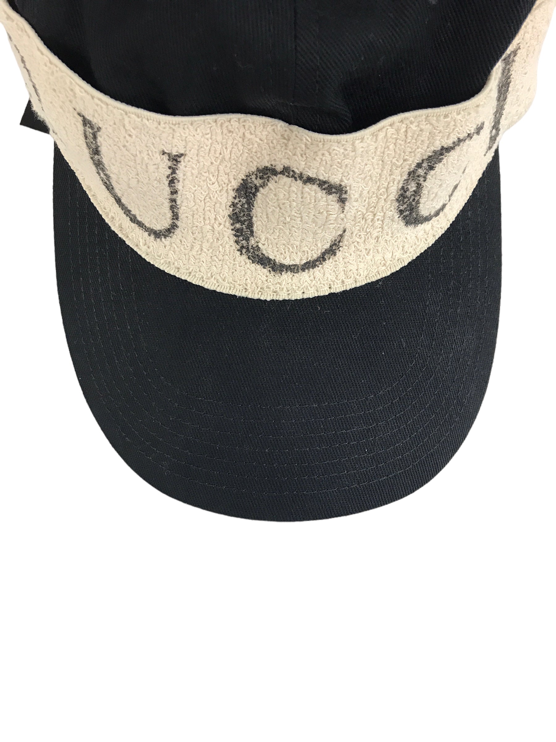 Black Cotton Logo Print Baseball Cap