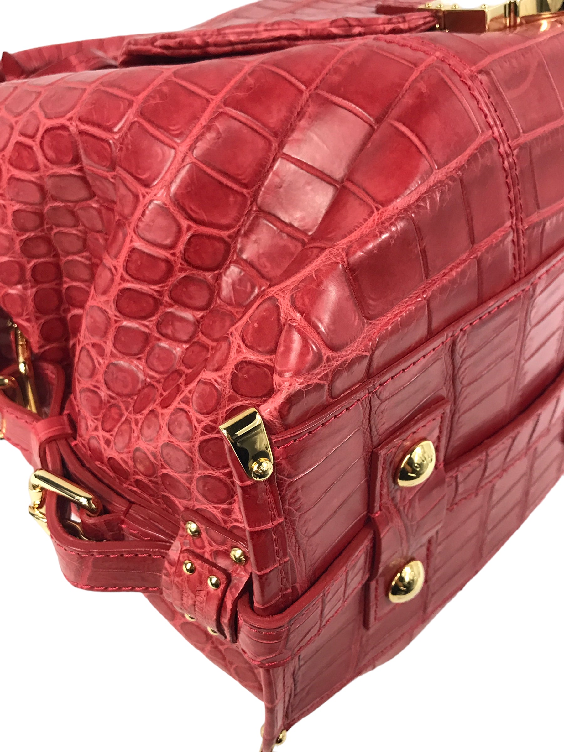 Limited Edition Special Order Red Matte Croc Top Handle w/GHW