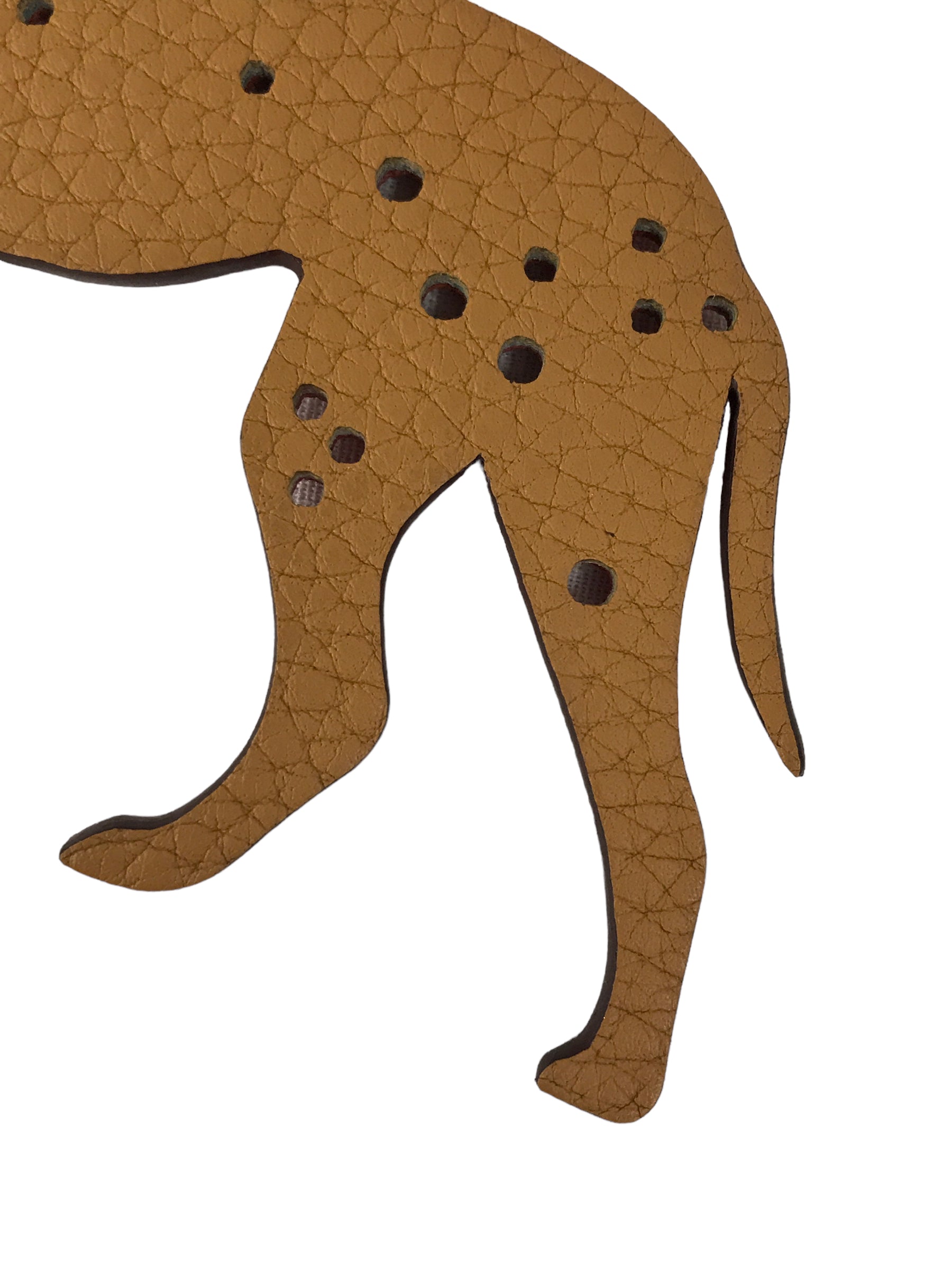 Petite H Dalmatian Bi-colour Rouge/Chai Calfskin Leather Bag Charm w/ silk twill cord